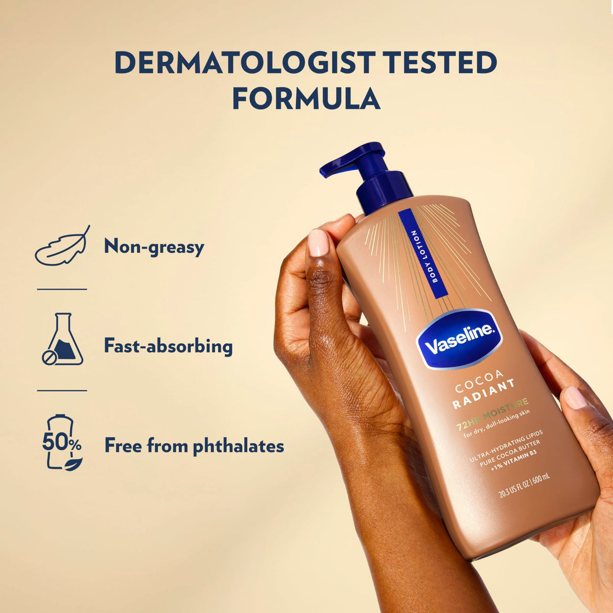 Vaseline Cocoa Radiant Body Lotion for Dry Skin + Cocoa Butter 20.3oz 3ct Vaseline