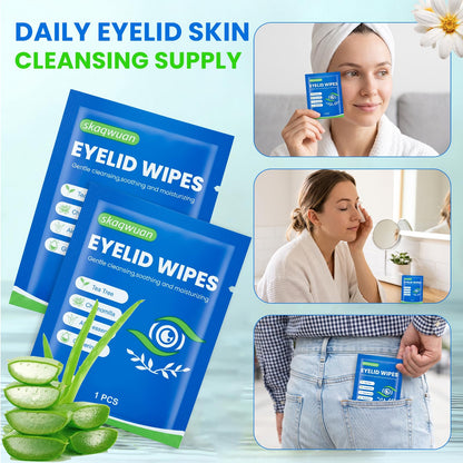 78PCS Eyelid Cleansing Wipes, Tea Tree Oil Gentle Cleansing Cloths, Gentle Daily Facial Cleansing Wipes for Sensitive Skin, Alcohol Free Moisturizing Eye Area Cleansing Wipes Bulk Pack skaqwuan