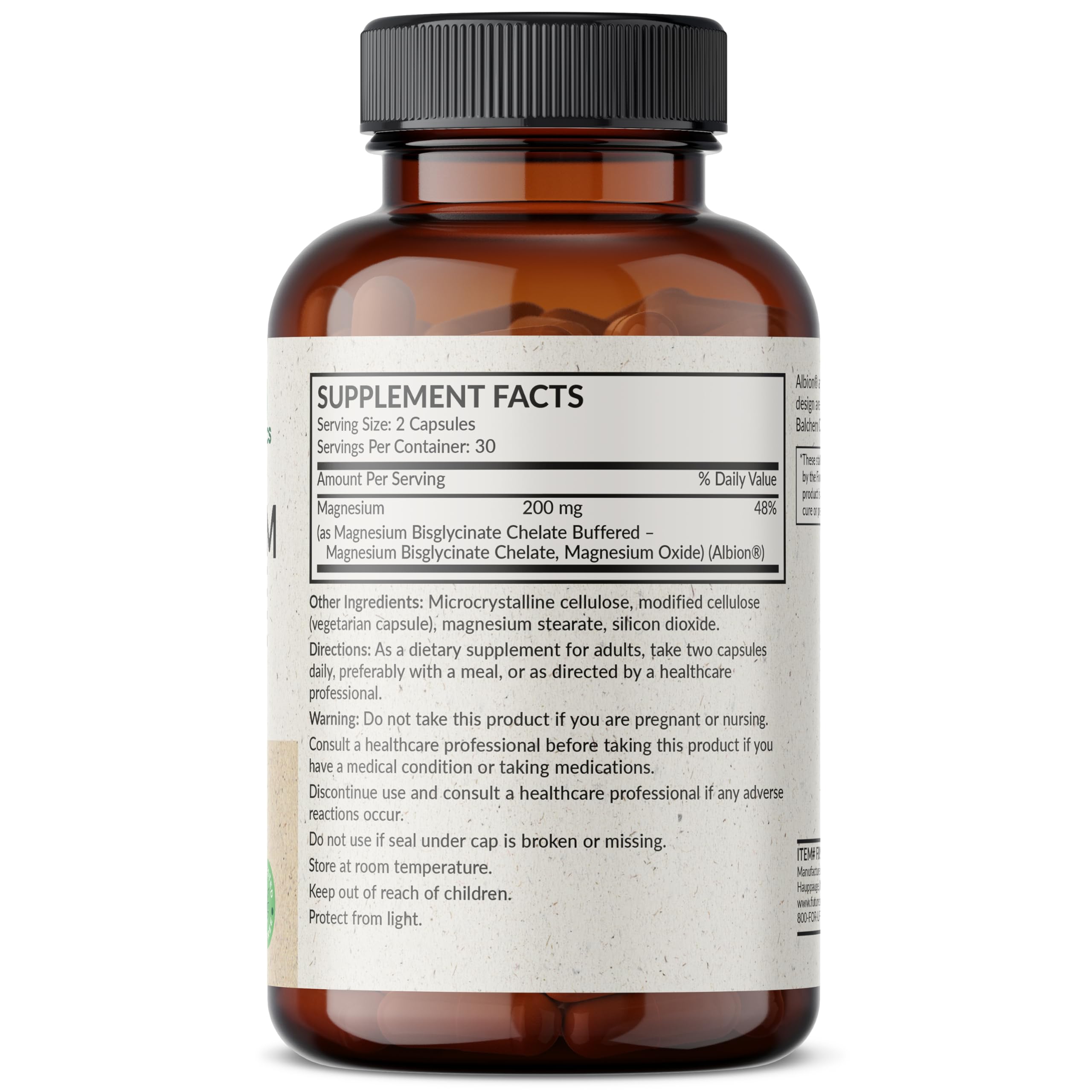 Futurebiotics Magnesium Glycinate 200 MG per Serving Chelated for High Absorption, Gentle On Stomach, Non-GMO, 60 Vegetarian Capsules Futurebiotics buy australia supplements