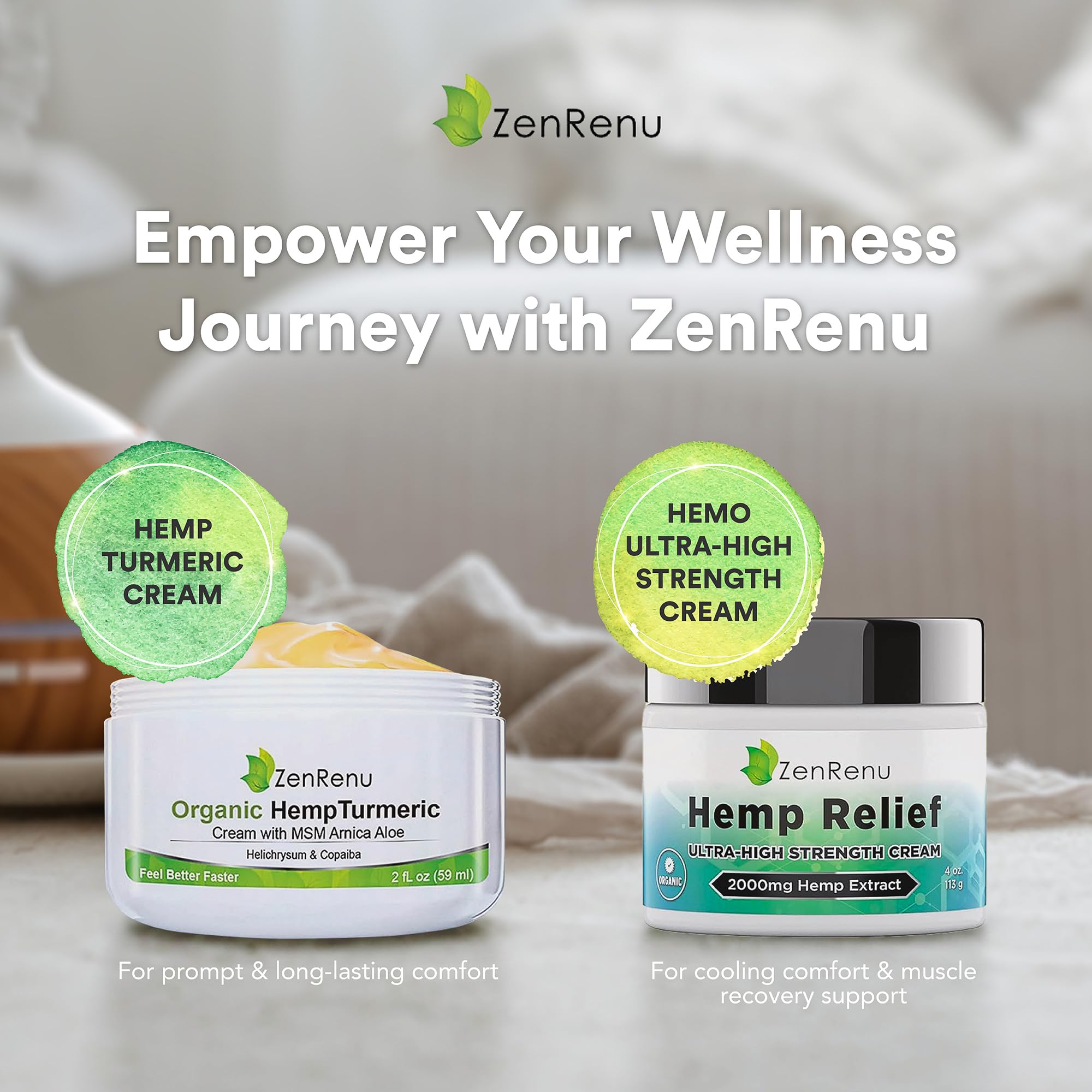 Zenrenu Hemp Joint & Muscle Relief Cream with Turmeric, Arnica, MSM, Hemp Oil & 7 Essential Oils - Non-Greasy & Soothing Formula for Back, Neck, Elbows, Knees, & Hip - ZenRenu, 2 oz Zenrenu buy australia supplements