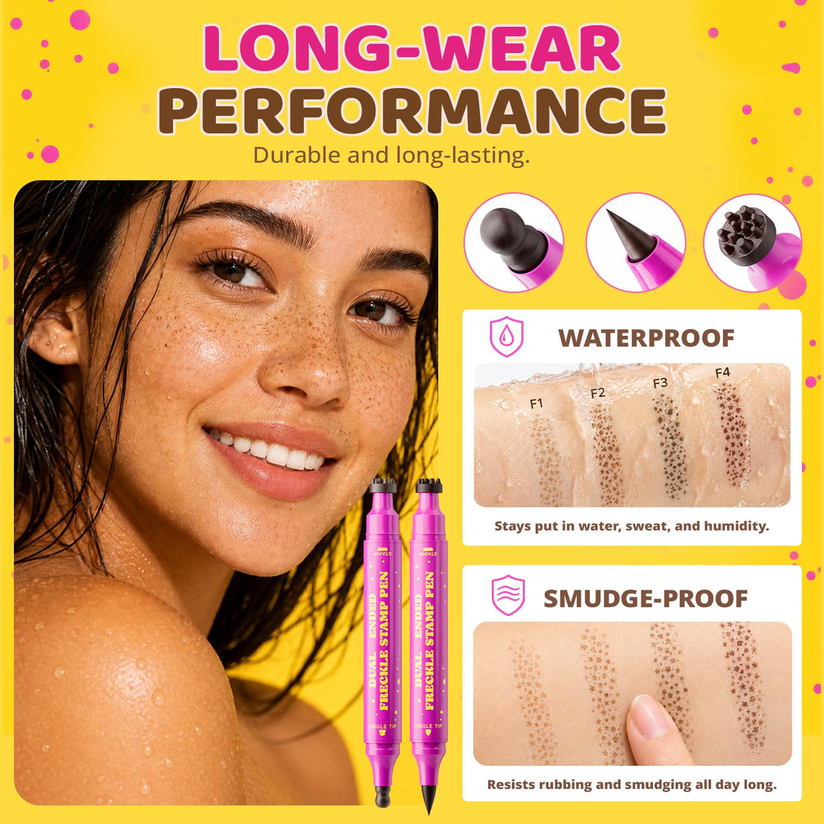 Dual-Ended Freckle Stamp Pen,Sponge Stamp & Precision Tip,Mousy Brown 02 Jolilab