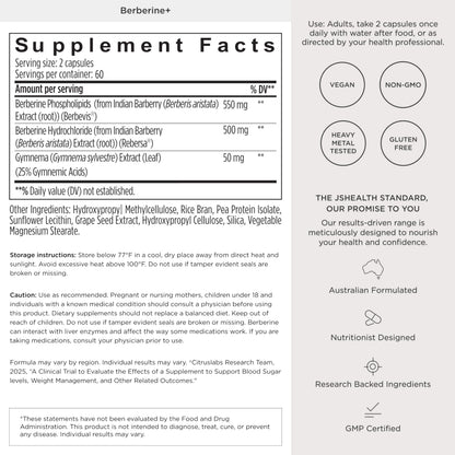 JSHealth Supplement with Berbevis for Metabolic Health Support. Higher Strength for Blood Sugar Already in the Normal Range and Body Composition JSHealth