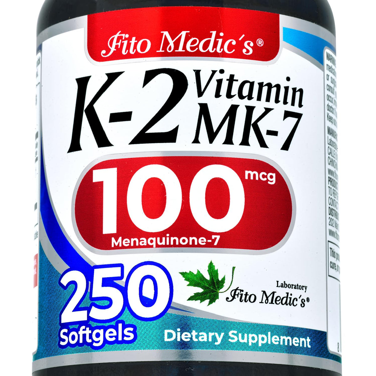 FITO MEDIC'S Lab | Vitamin k2 | k2 Vitamin Supplement | Vitamin k | 250 softgels | 100 mcg | FITO MEDIC'S