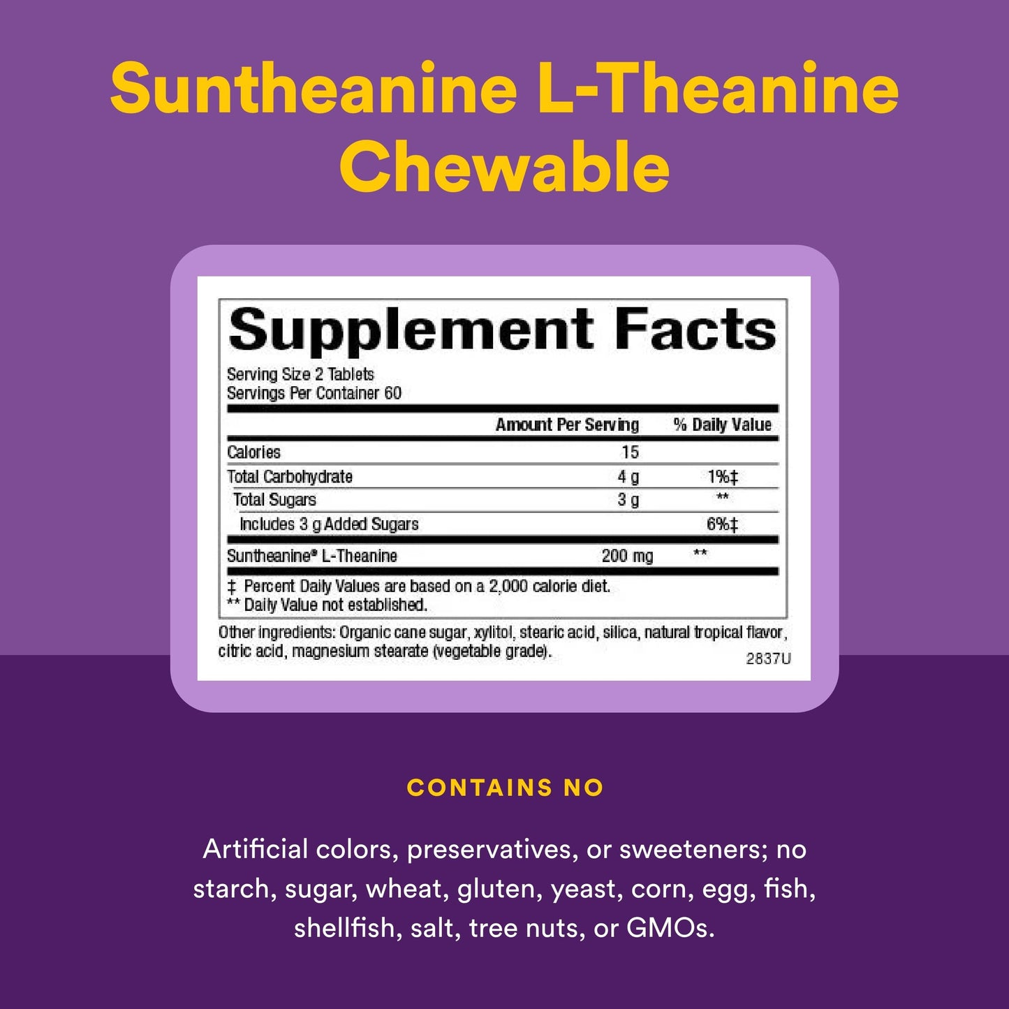 Natural Factors Suntheanine L-Theanine 100 mg - Health Supplement for Calm Outlook - L-Theanine Supplement Supports Relaxing Sleep & Aids Against Drowsiness Natural Factors