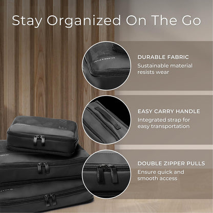 Briggs & Riley Compression Packing Cube Set for Women & Men - Bag Organizer for Checked Suitcase & Luggage, Pack Accessories for Vacation - 3-Piece, Black Gsupps Australia