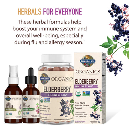 Garden of Life Organics Elderberry Gummies for Adults & Kids - Immune Support Supplement with Organic Fruit, Herbal Blend, Elderberry, Echinacea, Zinc, Garden of Life