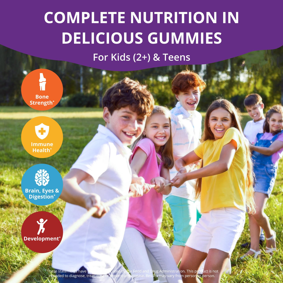 NuBest Tall Gummies for Kids Age 2+ & Teens | Bone Strength, Immunity, Digestive Health with Calcium, Vitamin D3, K2, B Complex, Magnesium, Zinc NuBest