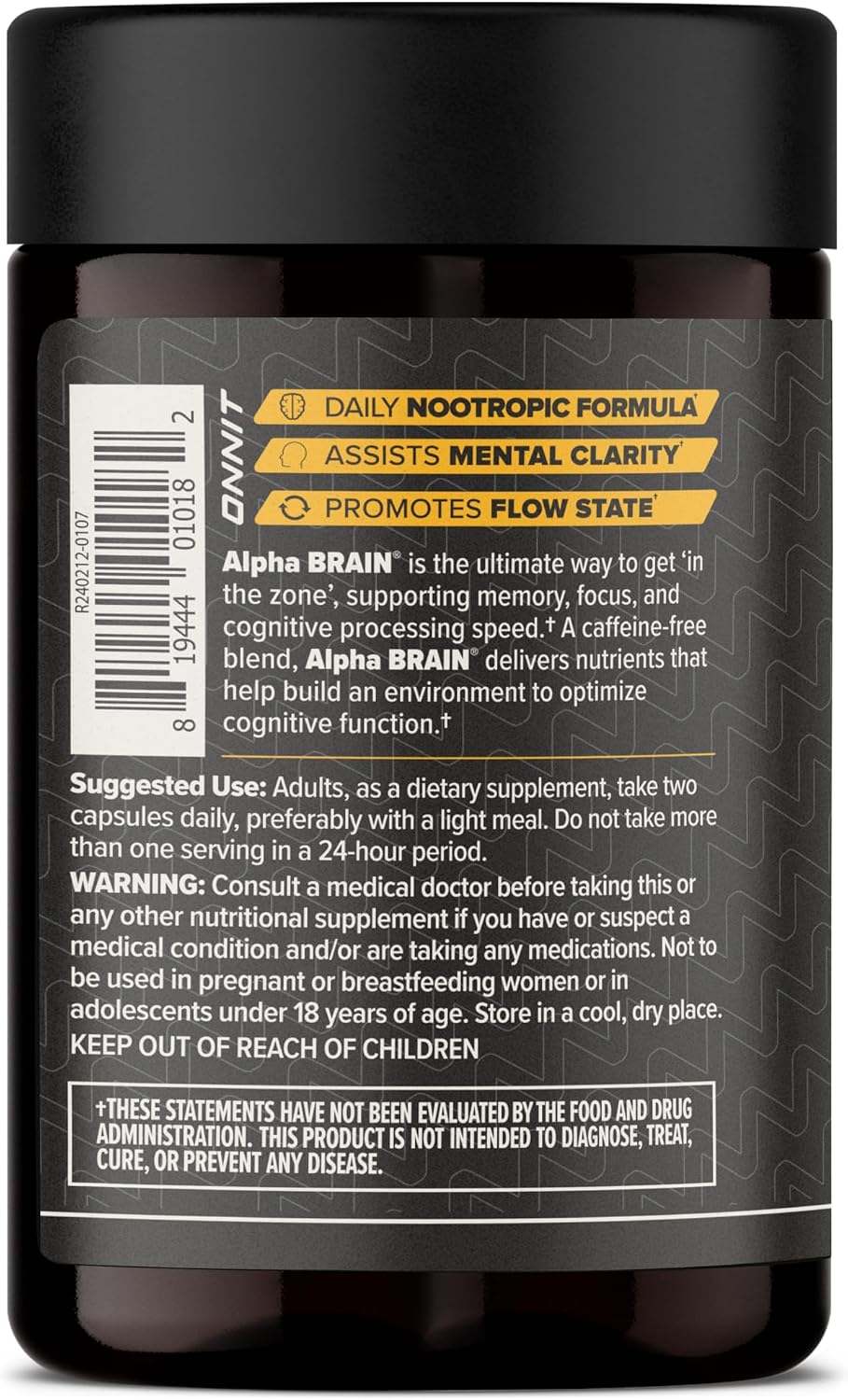 ONNIT Cognitive Performance Bundle: Alpha Brain Nootropic Capsules (90 Count) + Alpha Brain Black Label Capsules (80 Count), IGEN Non-GMO Tested Focus, Mental Clarity & Alertness, Pack of 2