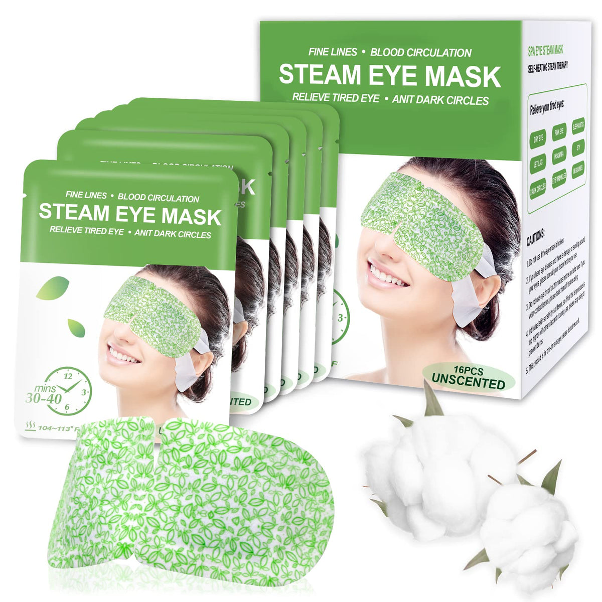 16 Packs Steam Eye Masks for Dry Eyes, Self Heating Warm Compress Unscented ProCIV