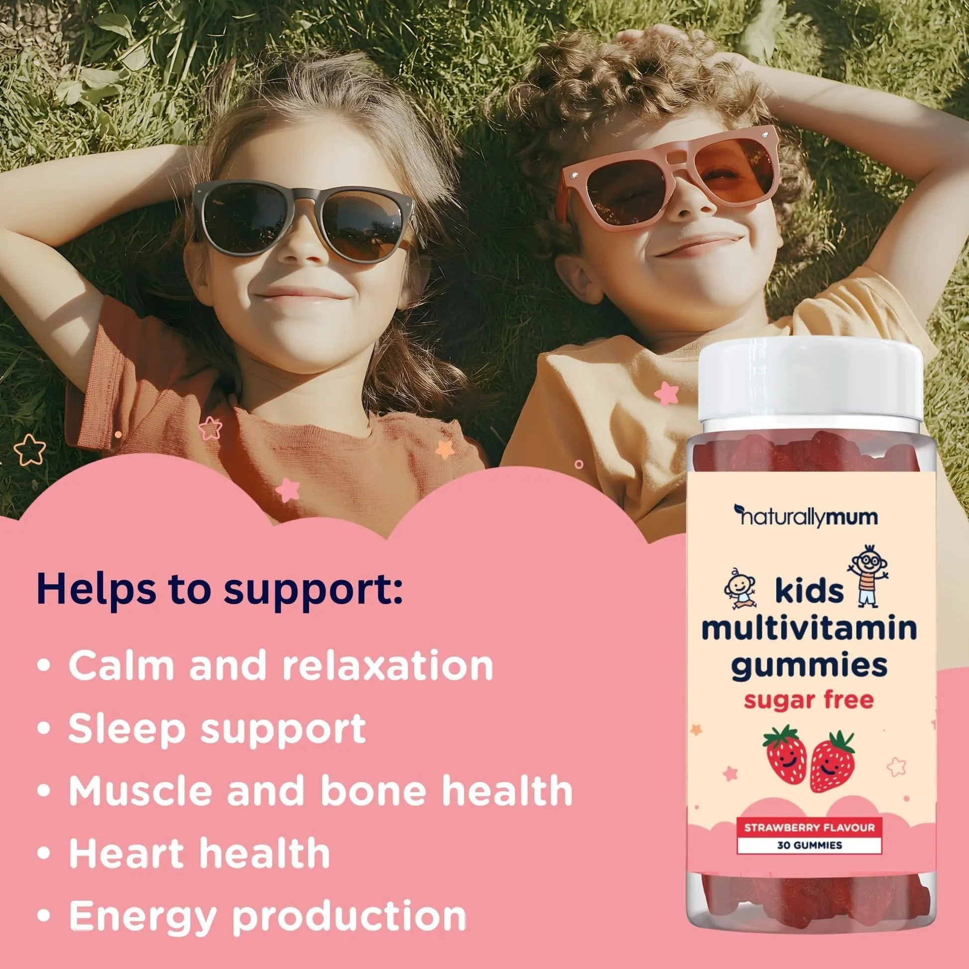 NaturallyMum Kids Multivitamin Gummies | for Children | Vegan Friendly | 30 Chewable Gummies | with Vitamins A, D, E, B6, B12, C | NaturallyMum buy australia supplements