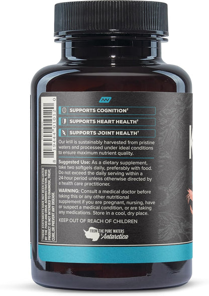 ONNIT Antarctic Krill Oil Soft Gels, IGEN™ Non-GMO Tested Dietary Supplement with Omega-3s, EPA, Astaxanthin & Phospholipids for Cognitive, Cardiovascular & Joint Health, 1000mg Per Serving, 60 Count