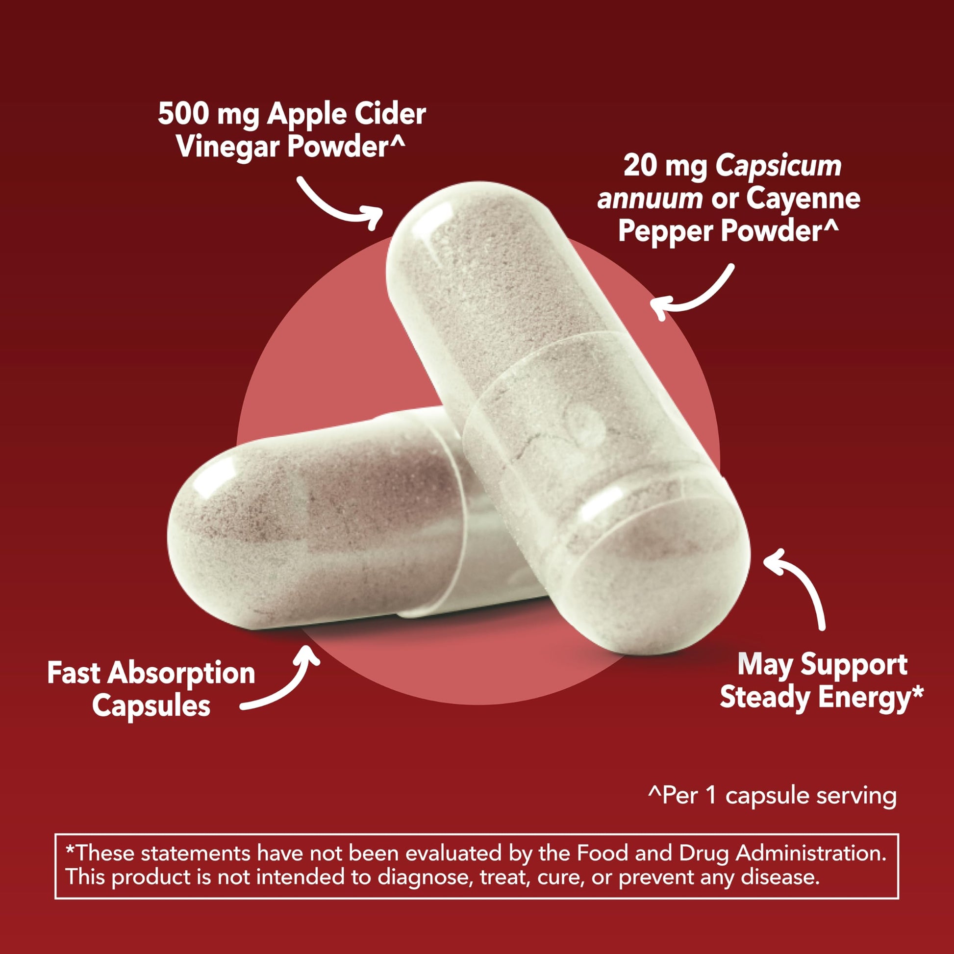 Apple Cider Vinegar Capsules with Cayenne Pepper, 60 Count, 2-Month Supply | 500mg ACV Per Serving for Appetite, Cravings, and Bloating Relief, Vegan, Non-GMO, Easy-to-Take Capsules, 60-Day Supply Gsupps Australia
