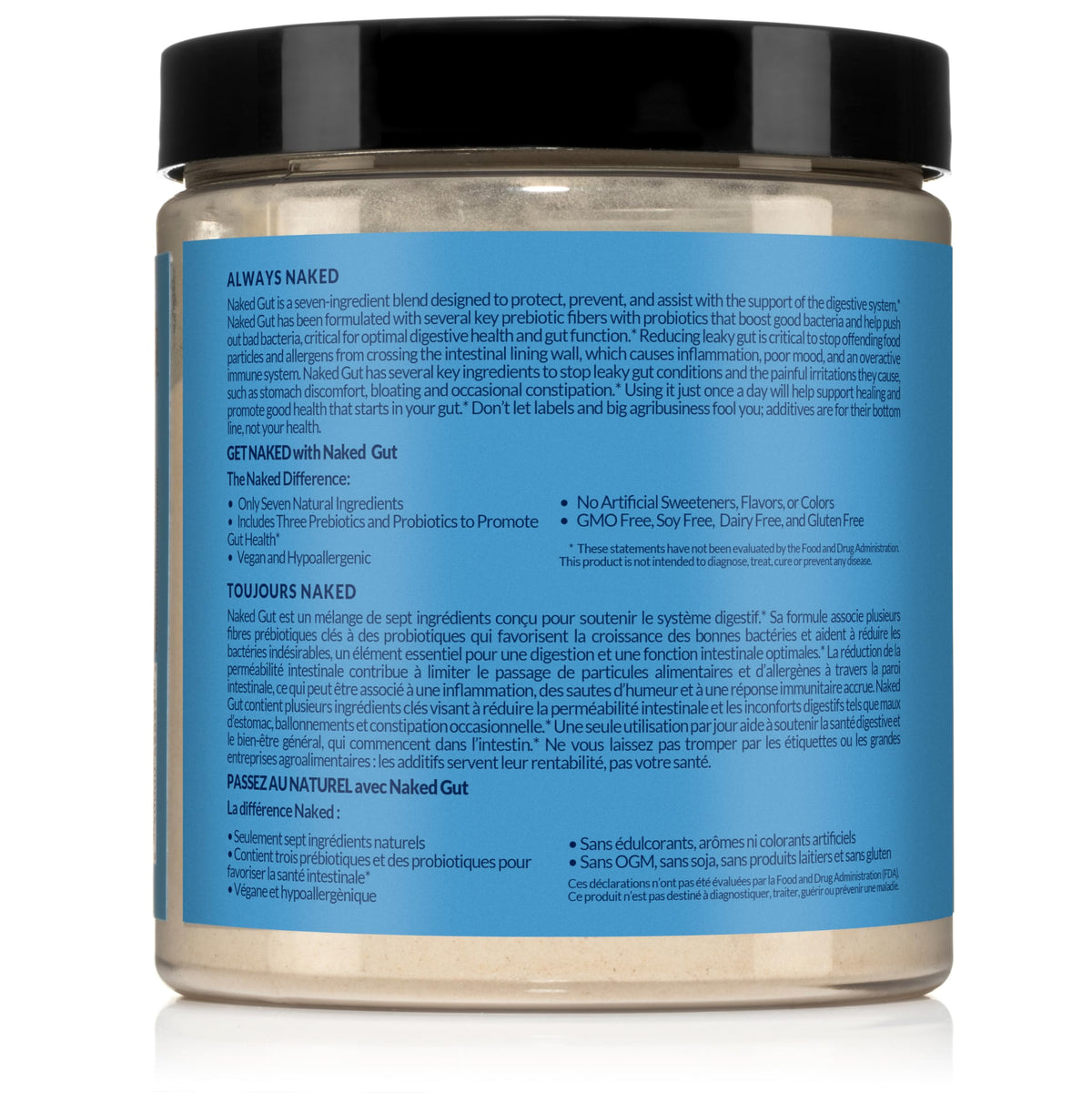NAKED Gut - Daily Gut Health Supplement - Natural Gut Health Powder for Gut Cleanse, Digestive Support, GMO-Free, Soy-Free, Gluten-Free, NAKED