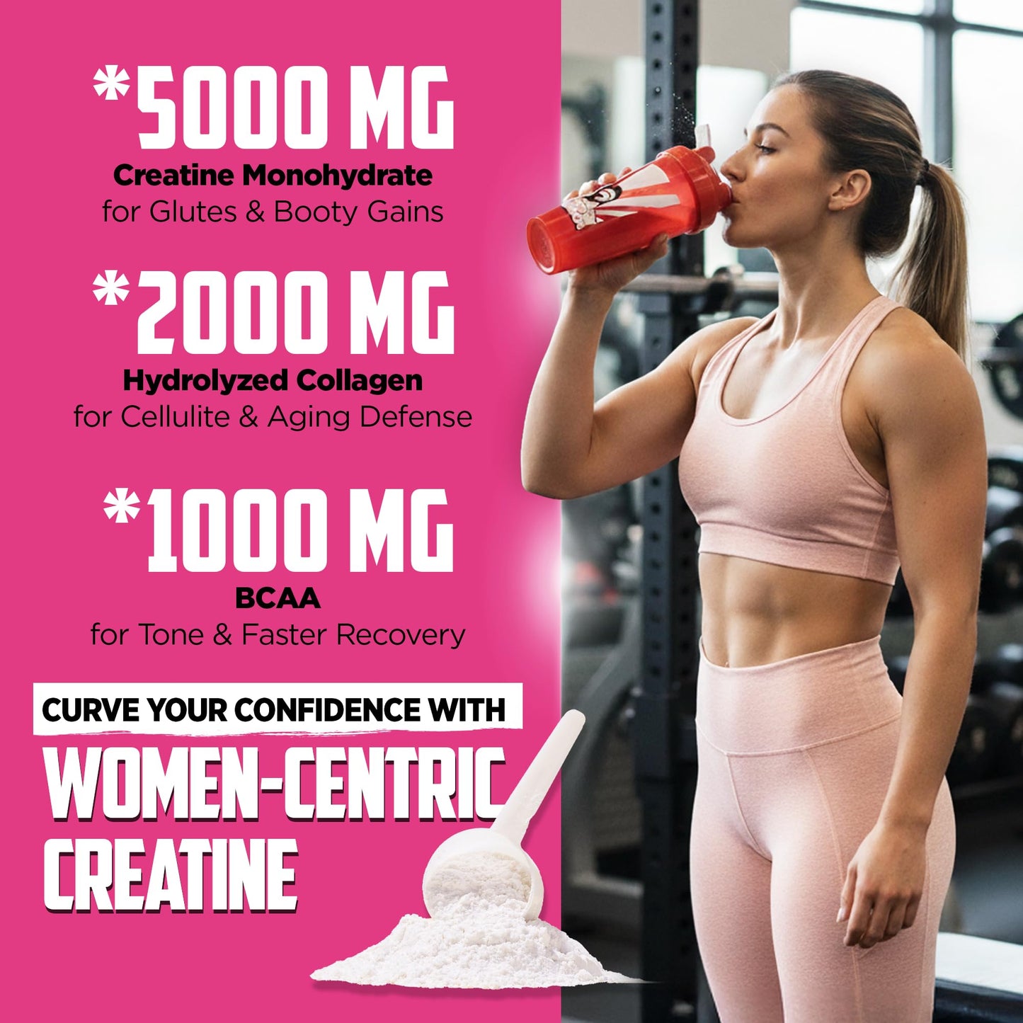 Old School Labs Creatine for Women – Post-Workout Supplement with 5000mg Creatine Monohydrate Powder, 2000mg Collagen & BCAA 2:1:1 for Strength Support & Recovery Old School Labs