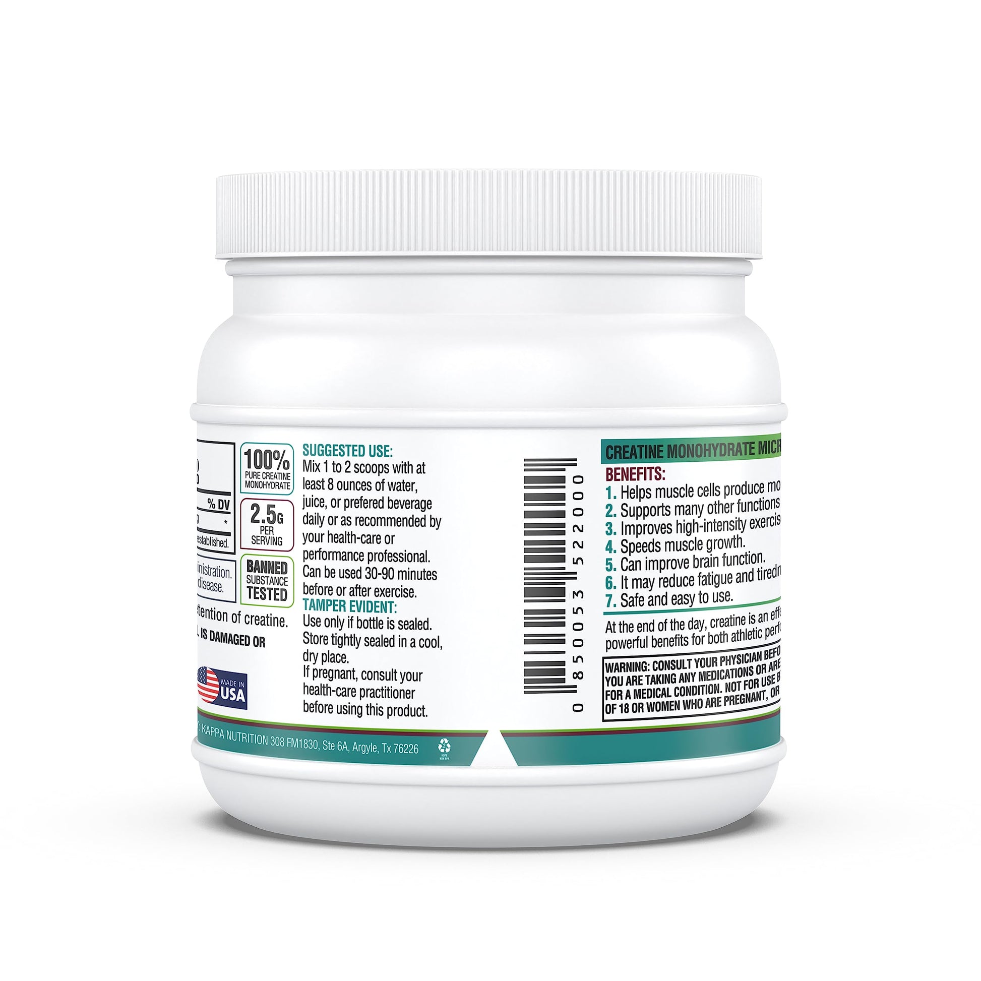 Kappa Nutrition Creatine Monohydrate Powder, Pure Amino Acid Formula, Supports Muscle Strength, Cellular Energy & Mental Focus* Gluten-Free, Keto, 2.25g per Scoop, 240 Servings, Net Wt. 1.32 LB (600g) KAPPA NUTRITION buy australia supplements