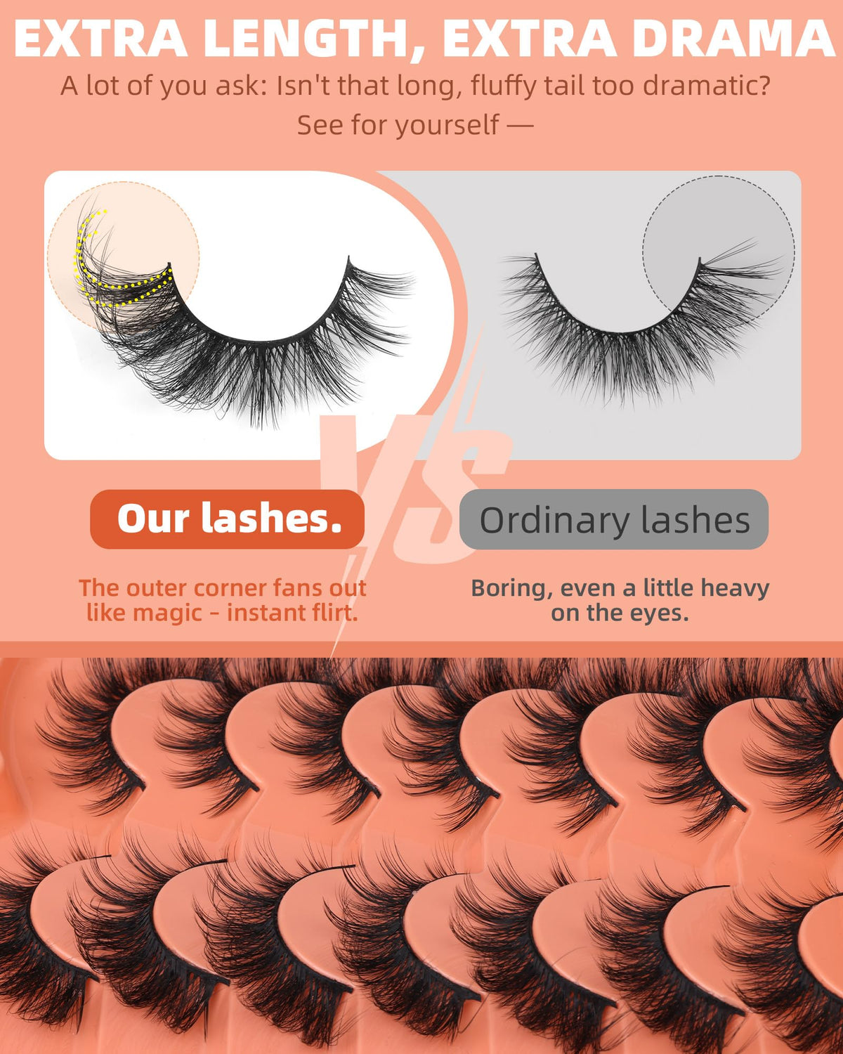Wispy Lashes Fox Eye False Eyelashes Cat Eye Lashes Strips Faux Mink Lashes ALICROWN HAIR