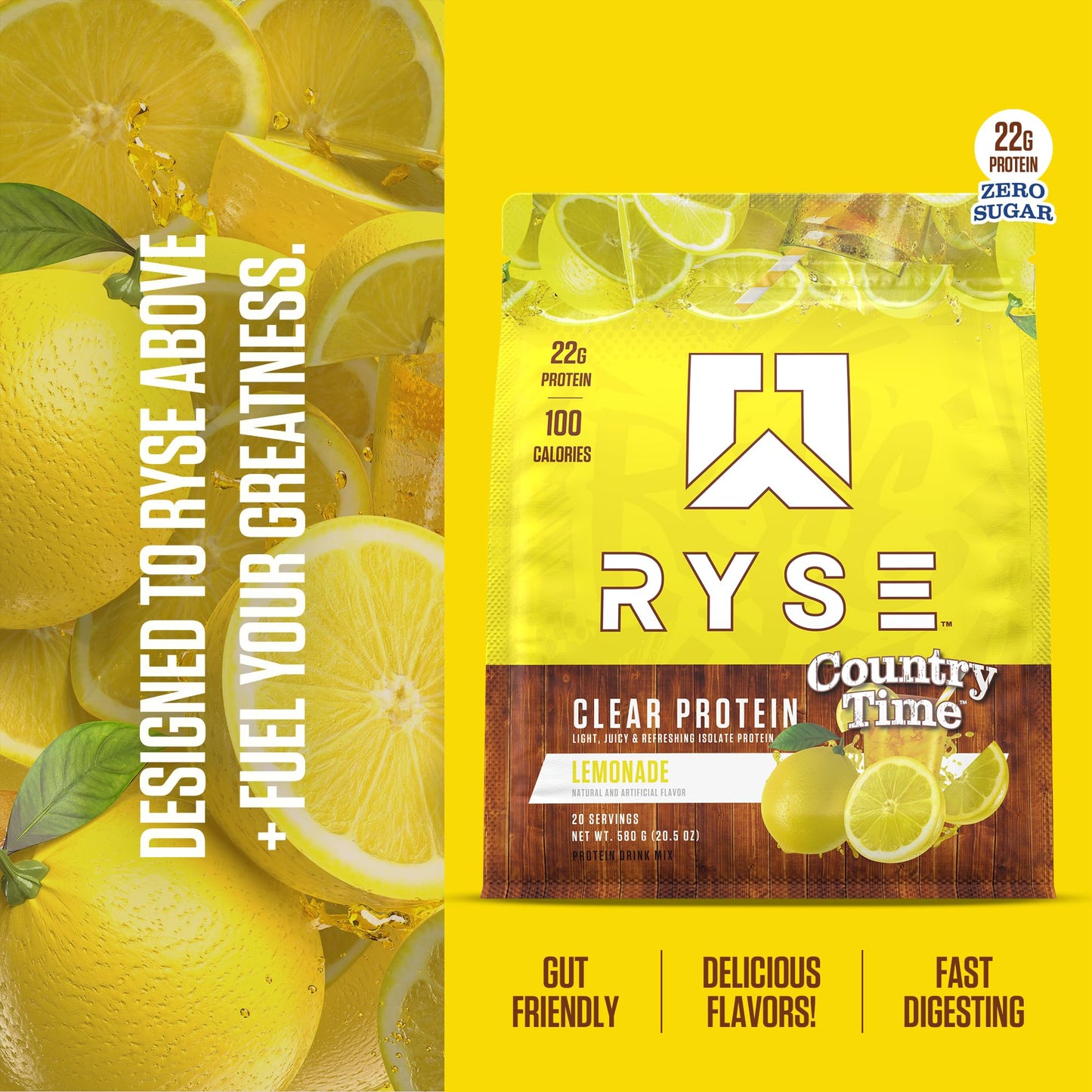 Ryse Clear Whey Isolate Protein Powder - Kool-Aid Tropical Punch - 22g Fast-Digesting Whey Protein - Light, Juicy & Refreshing - 100 Calories, Zero Sugar, Zero Artificial Colors - 20 Servings Bag