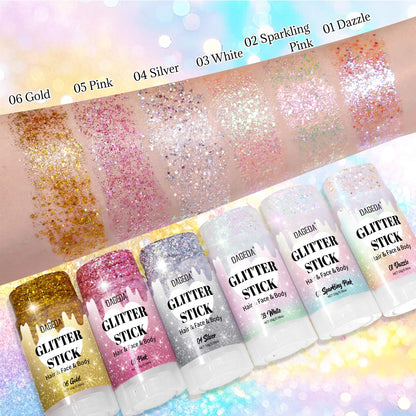 DAGEDA Dazzle White Body Glitter Stick, Hair Sparkly Face Glitter Makeup DAGEDA