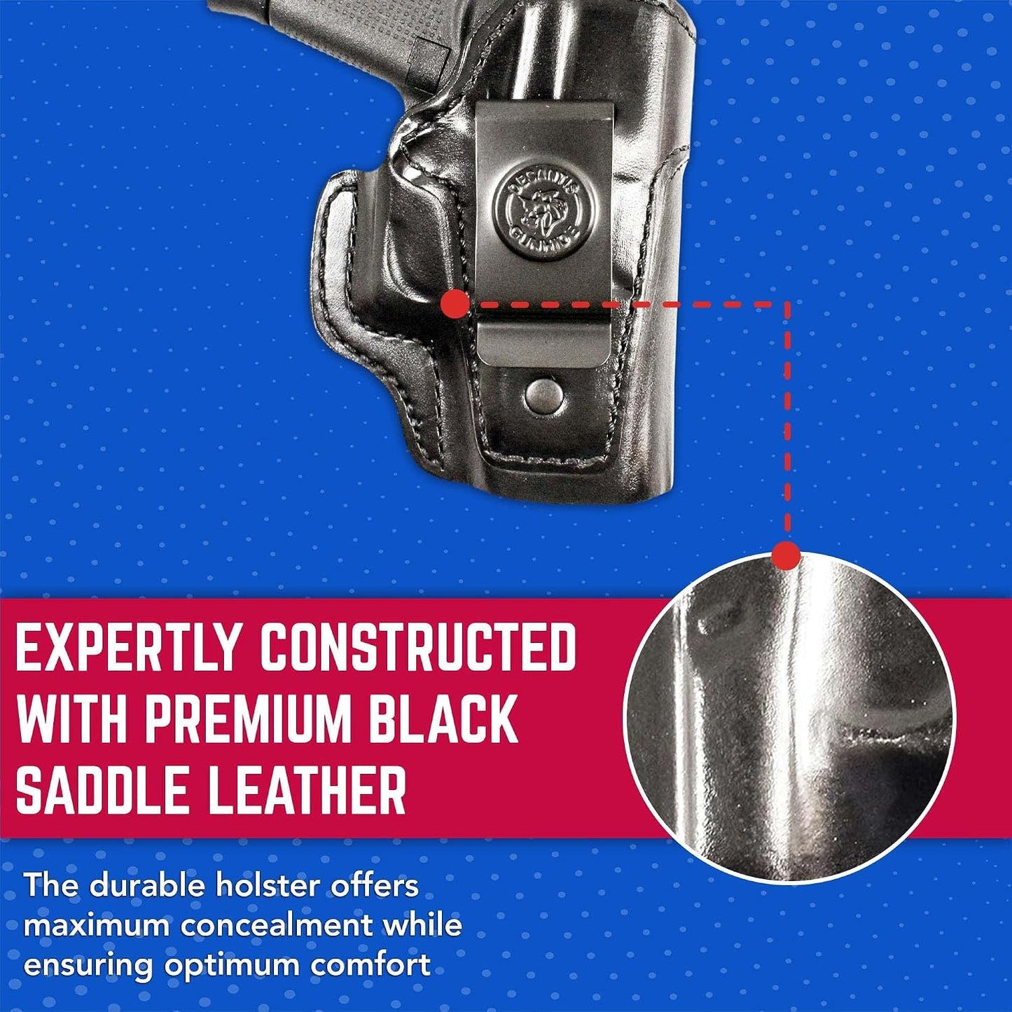 DeSantis Inside Heat IWB Holster - Concealed Carry Gun Holster, Leather Holster IWB for Pistols, Compatible with the GLOCK 43, 43X - Right Hand Draw, Black Gsupps Australia