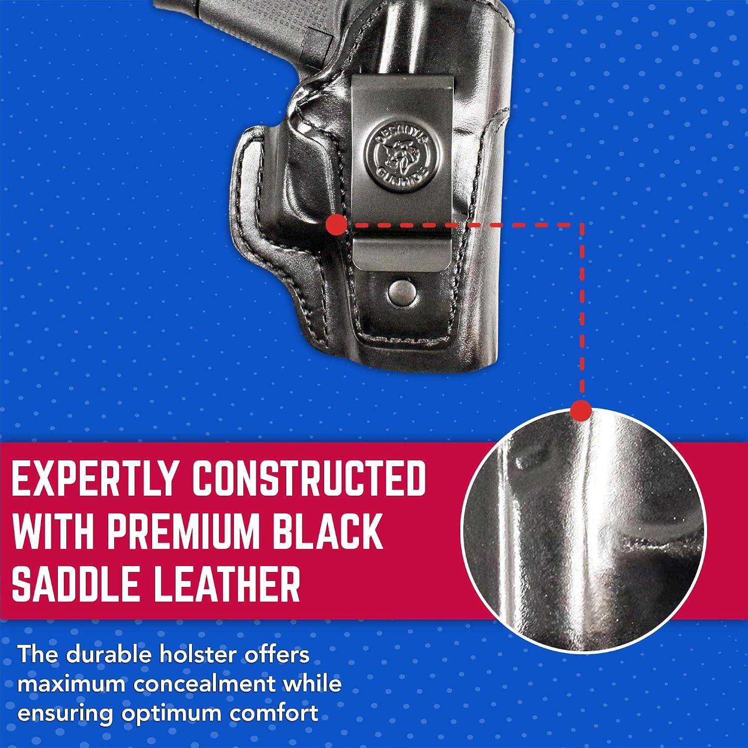 DeSantis Inside Heat IWB Holster - Concealed Carry Gun Holster, Leather Holster IWB for Pistols, Compatible with the GLOCK 43, 43X - Right Hand Draw, Black Gsupps Australia