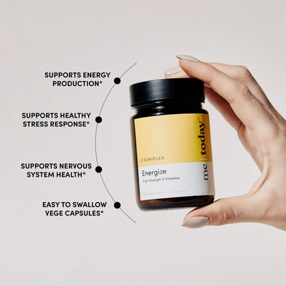 me today Energise Supplement Super B Vitamin B Complex for Men & Women - B6, B12 with Vitamin C, Zinc, Ashwagandha and Siberian Ginseng me today