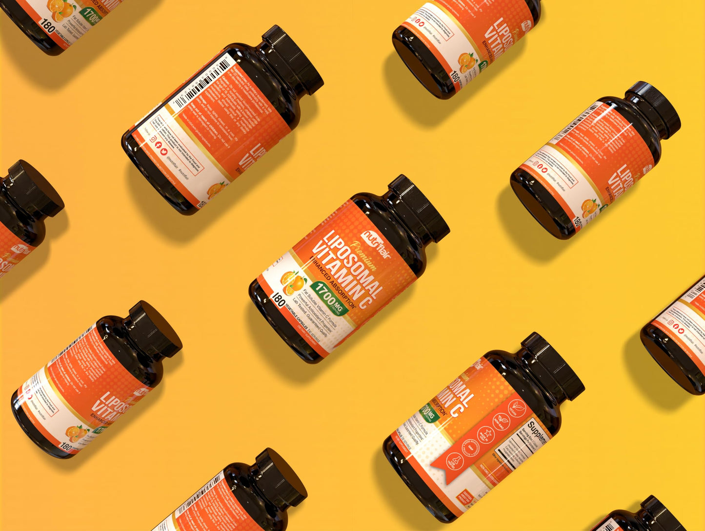 NutriFlair Liposomal Vitamin C 1700mg, 180 Capsules - High Absorption, Fat Soluble VIT C, Higher Bioavailability Immune System Support NutriFlair