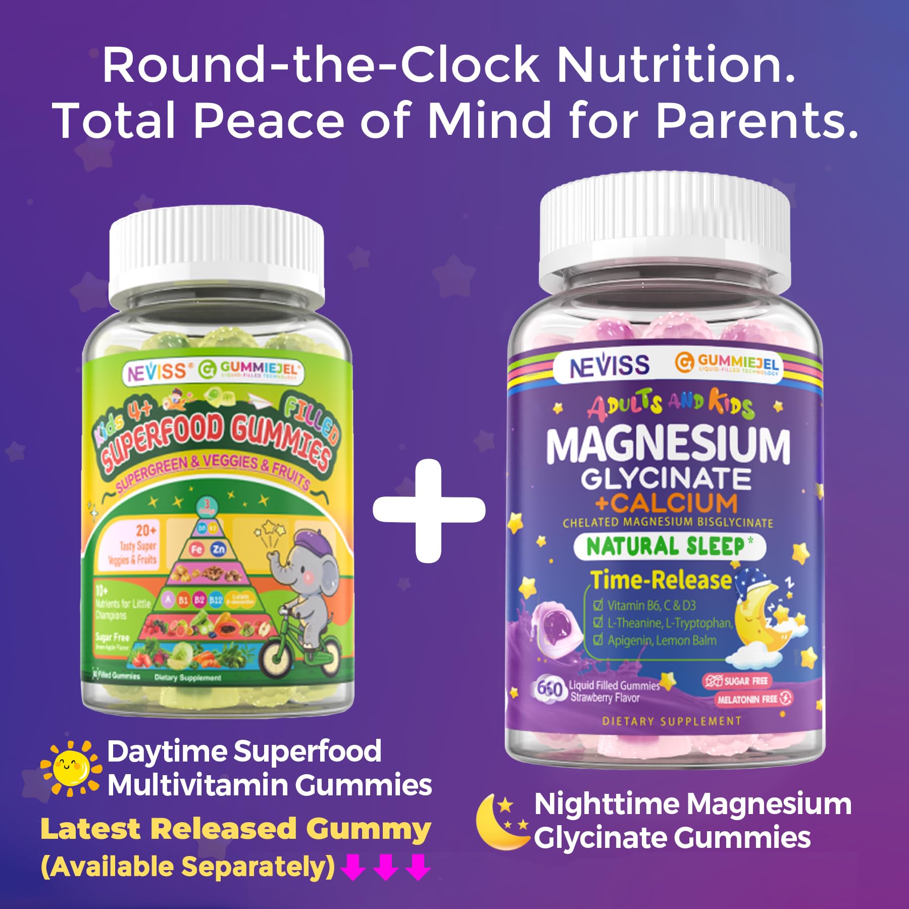 Neviss Magnesium Glycinate + Calcium Filled Gummies for Adults and Kids 4+, Kids Sleep Gummies Melatonin Free, Sugar Free Magnesium Supplement with B6 D3, L-Theanine for Zzz & Relax, Brain,Bone,Muscle NEVISS buy australia supplements