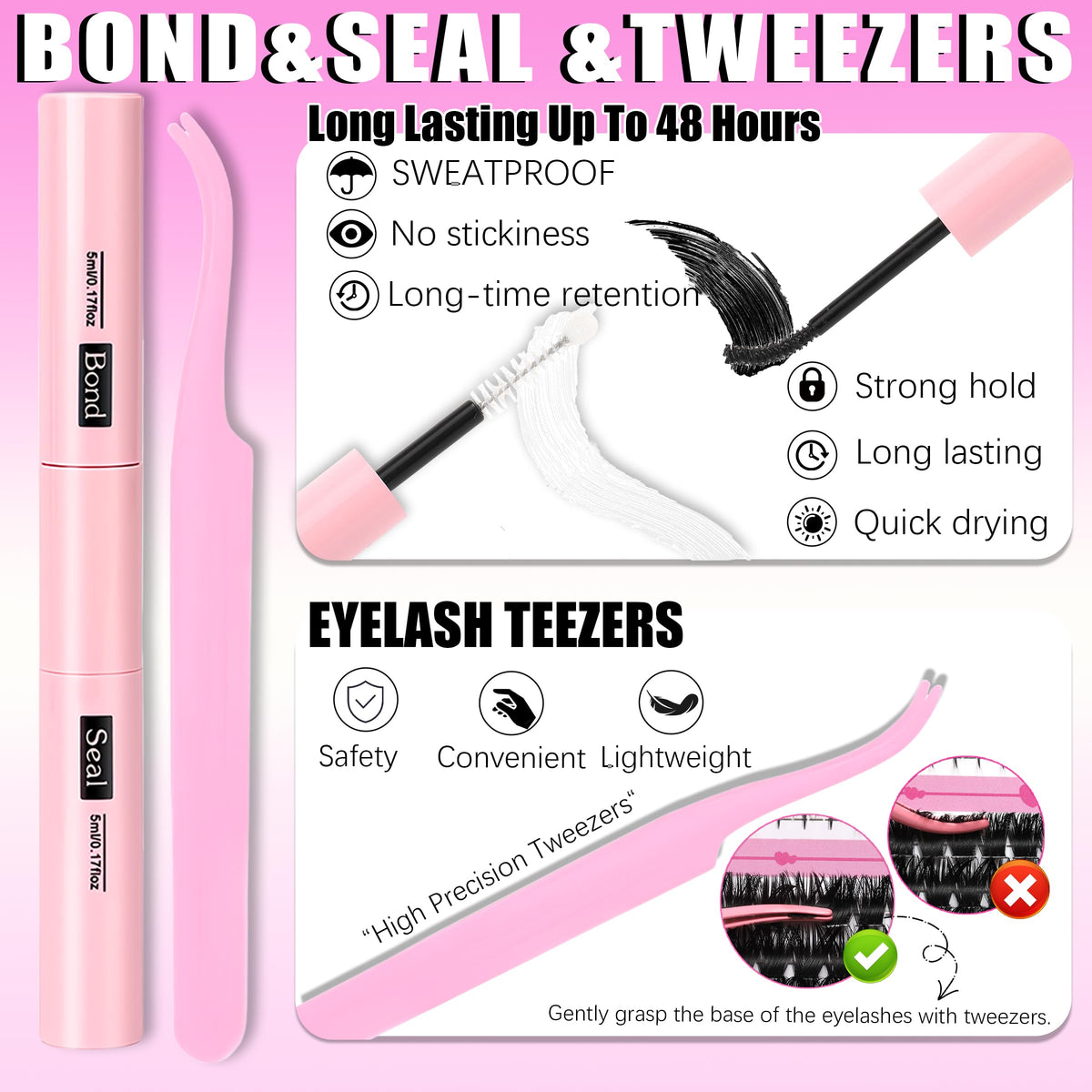 YIDUO 4 Styles Lash Clusters Kit 60D+80D+100D+150D Volume Clusters Lashes Extensions Kit with 2 X Bond and Seal 10-18mm Wispy D Curvature Full Individual Eyelash Extensions Kit DIY at Home Easily YIDUO
