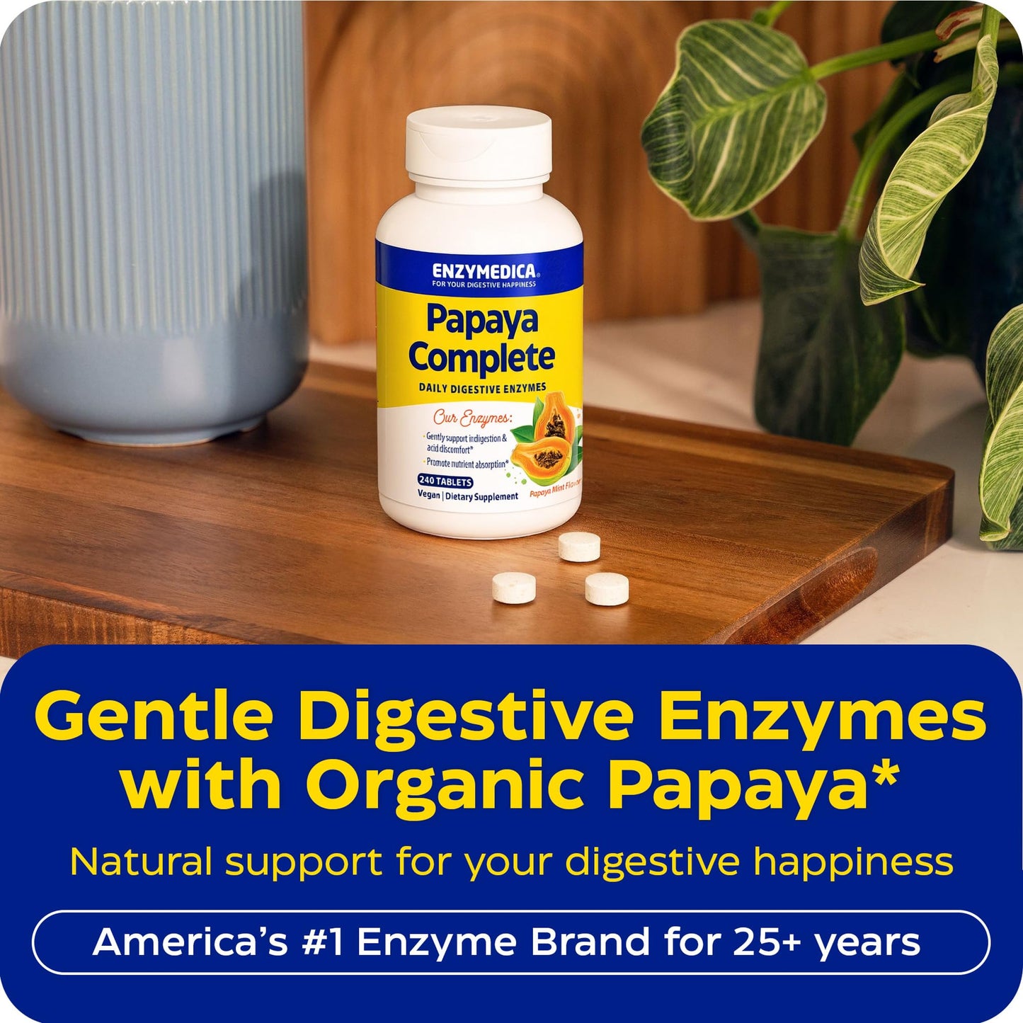 Enzymedica Papaya Complete - Papaya Enzymes Chewable, Digestive Enzyme Supplement for Women and Men, Digestion & Gut Health Support, High Potency Bromelain & Papain, Vegan, Gluten Free - 120 Tablets Gsupps Australia