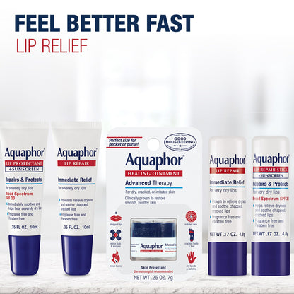 Aquaphor Lip Protectant and Sunscreen Ointment, SPF 30, 0.35 FL OZ Aquaphor