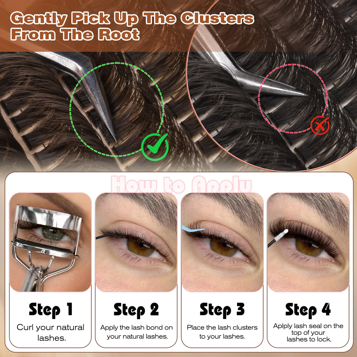 Brown Lash Clusters Dark Brown Individual Lashes Wispy Thick Volume Lash Extension D Curvature Clusters Eyelashes 80D Clusters Lashes by Winifred (8-18mm) Winifred