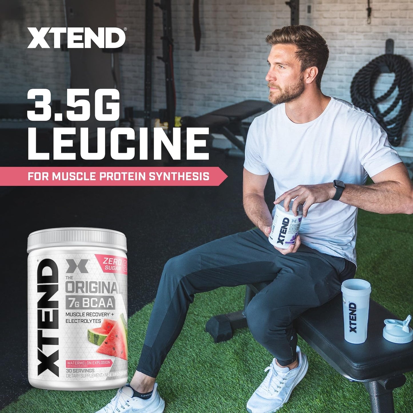 Xtend Original BCAA Powder, 7g BCAAs and 2.5g L-Glutamine for Muscle Recovery Hydration and Lean Muscle, Sugar Free Intra and Post Workout Drink with Electrolytes Xtend