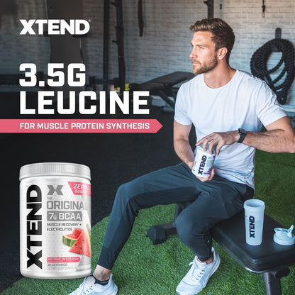 Xtend Original BCAA Powder, 7g BCAAs and 2.5g L-Glutamine for Muscle Recovery Hydration and Lean Muscle, Sugar Free Intra and Post Workout Drink with Electrolytes Xtend