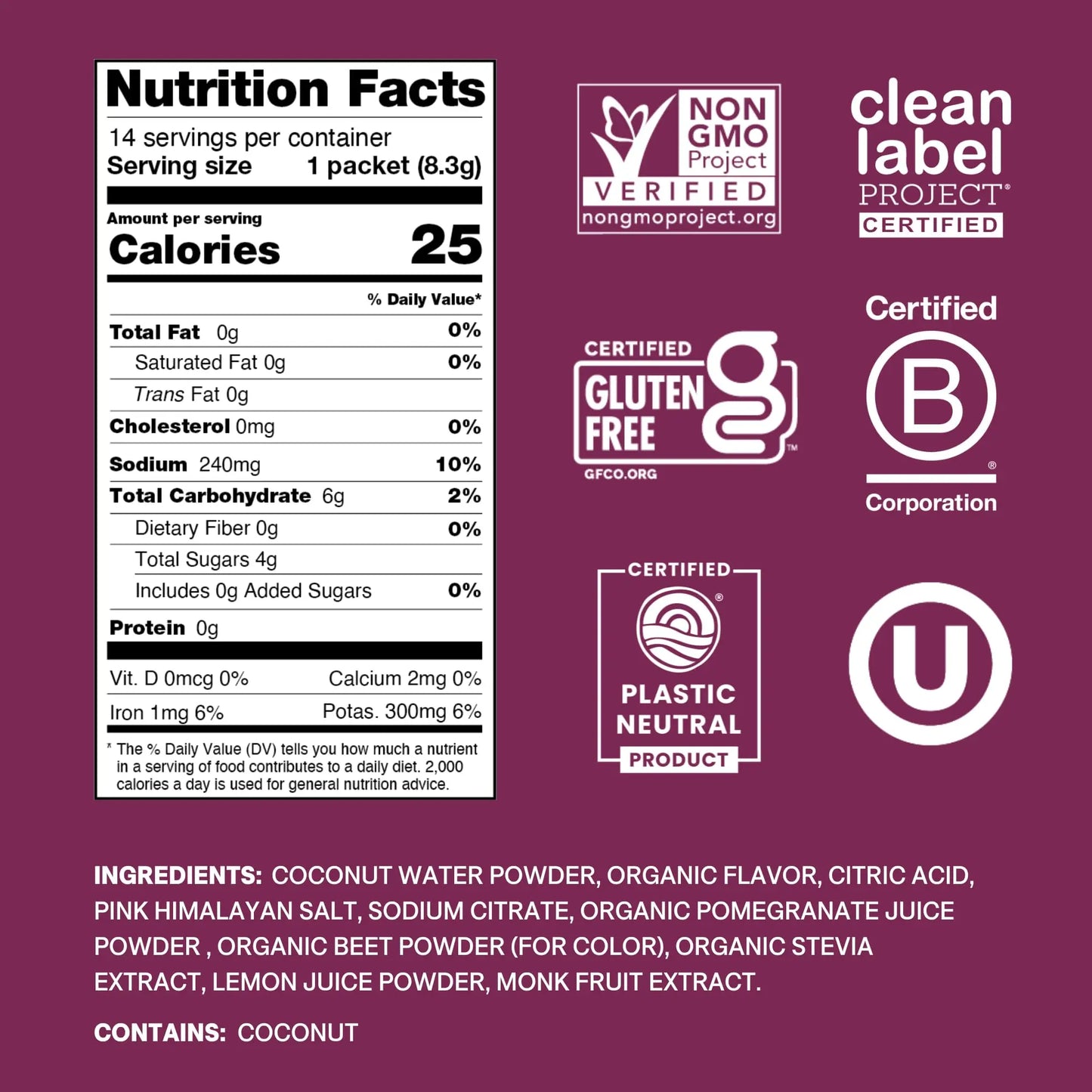 Cure Hydration | Plant-Based Electrolyte Drink Mix | No Added Sugar | FSA-HSA | Dehydration Relief Powder Made with Coconut Water | Non-GMO | Vegan Cure Hydration