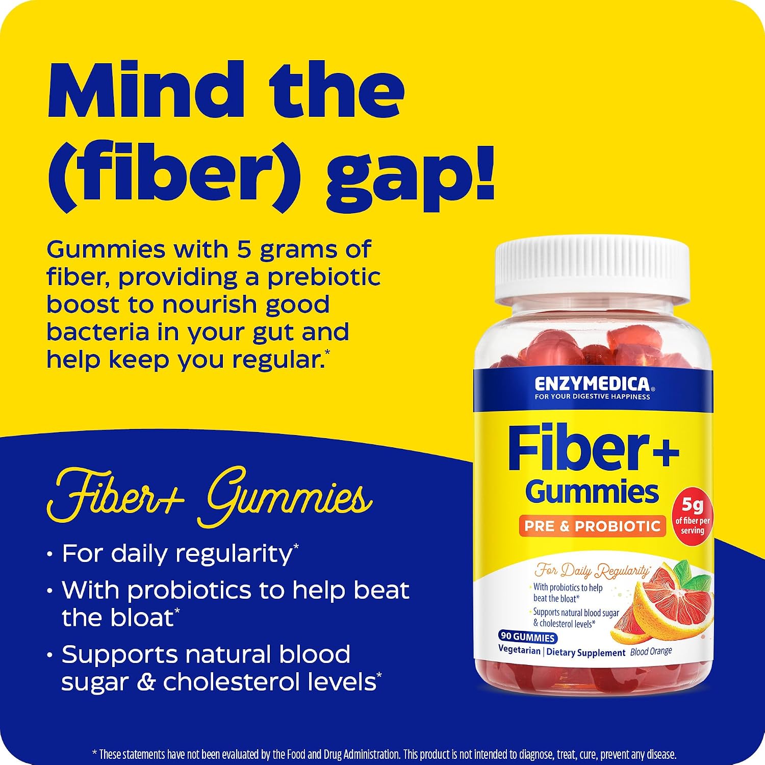 Enzymedica Fiber+ Prebiotic & Probiotic Gummies for Women & Men - 90 Count Gsupps Australia