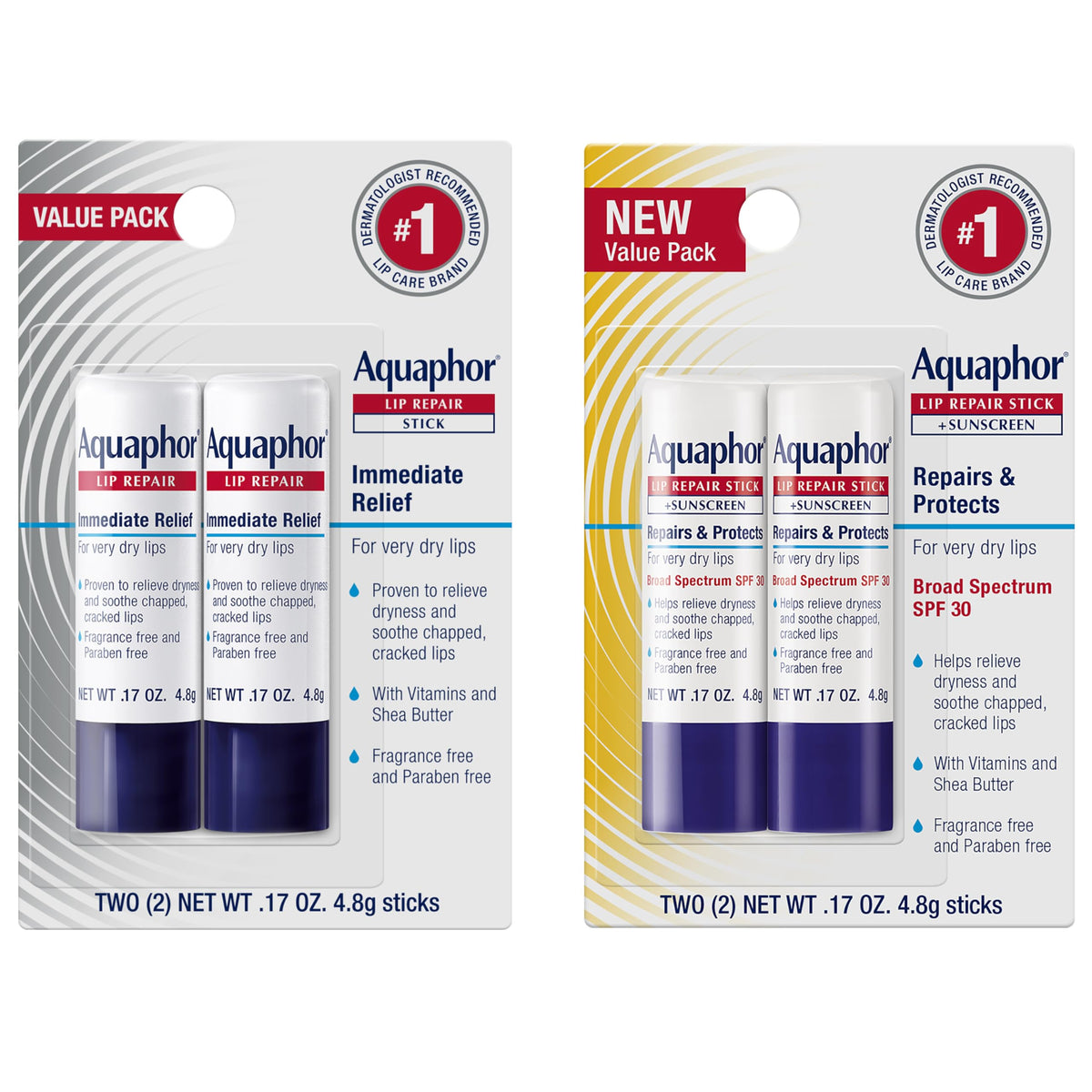 Aquaphor Lip Balm Set, Repair and Protect, 4 Lip Products Total Aquaphor