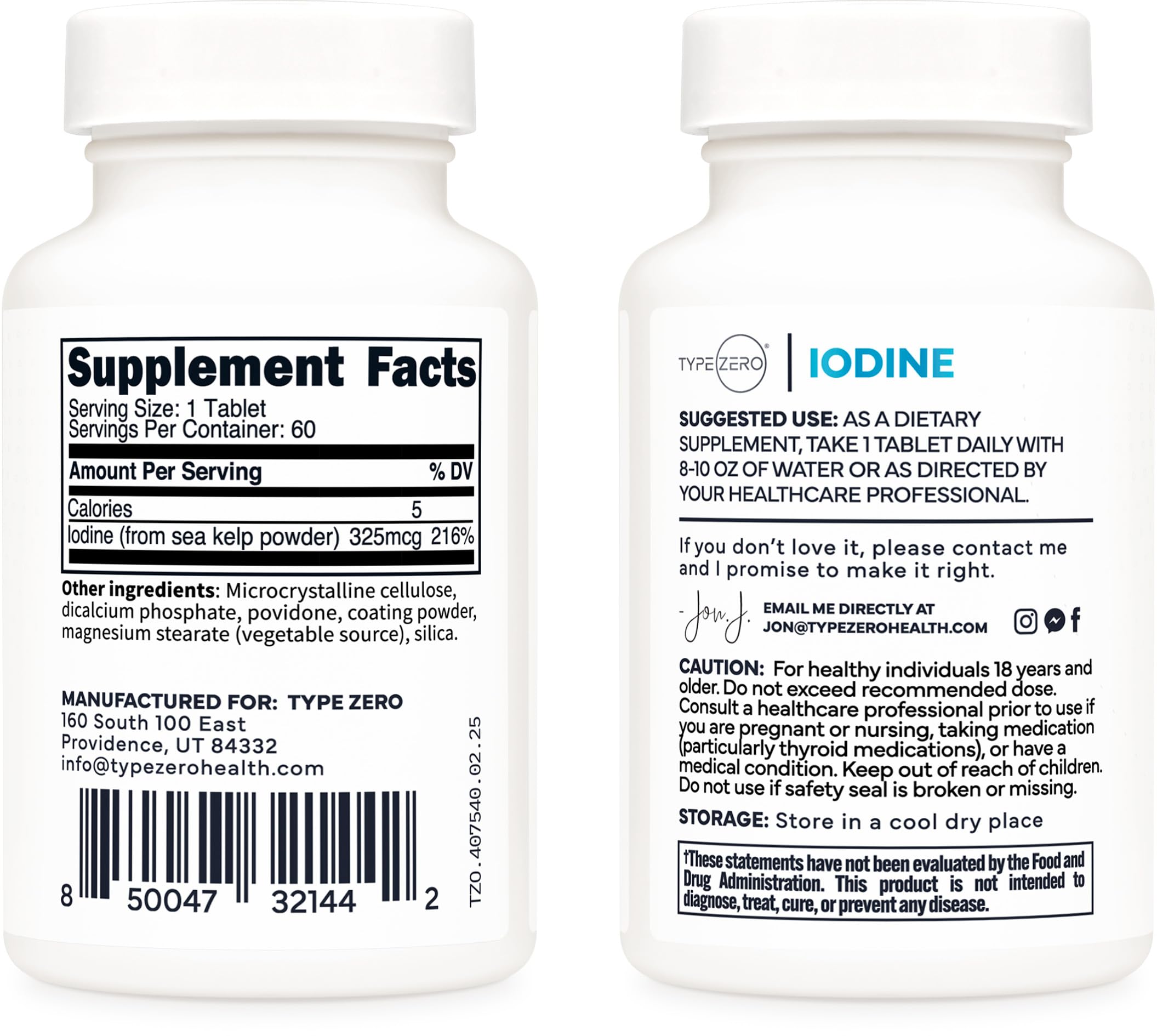 Type Zero Clean Iodine Tablets (60 Servings, 325 MCG Per Serving) - from Sea Kelp, Non-GMO, Gluten Free Type Zero buy australia supplements