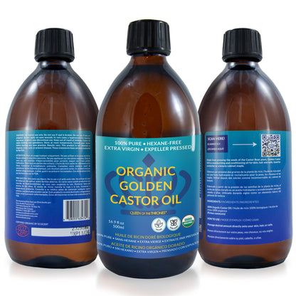 QUEEN OF THE THRONES Organic Golden Castor Oil, 16.9 oz, 500 ml QUEEN OF THE THRONES