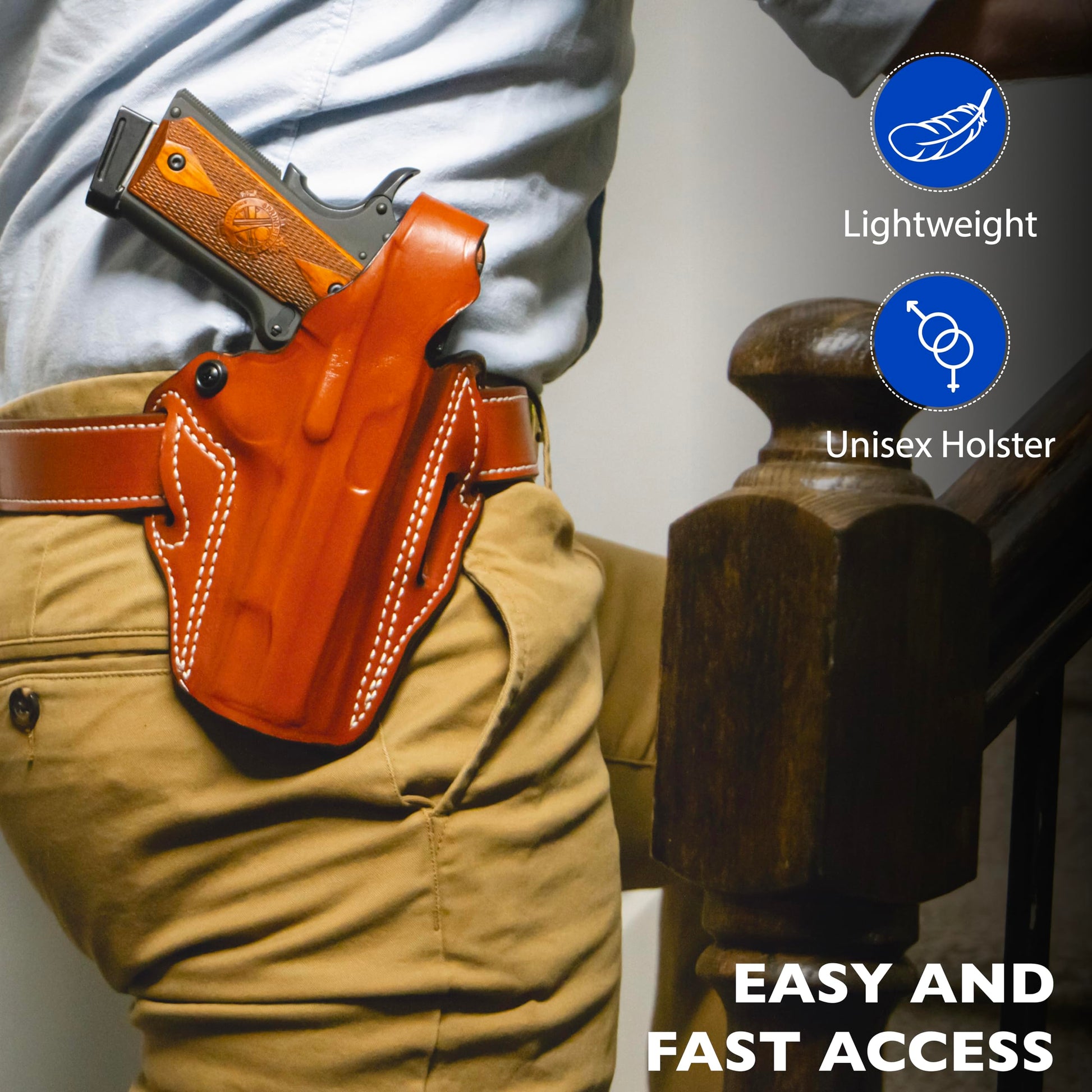 DeSantis Thumb Break Scabbard - OWB Gun Holster for Men and Women, Leather Belt Slide Holster for Pistols, Exact Molding, Secure and Highly Concealable OWB Carry Gsupps Australia