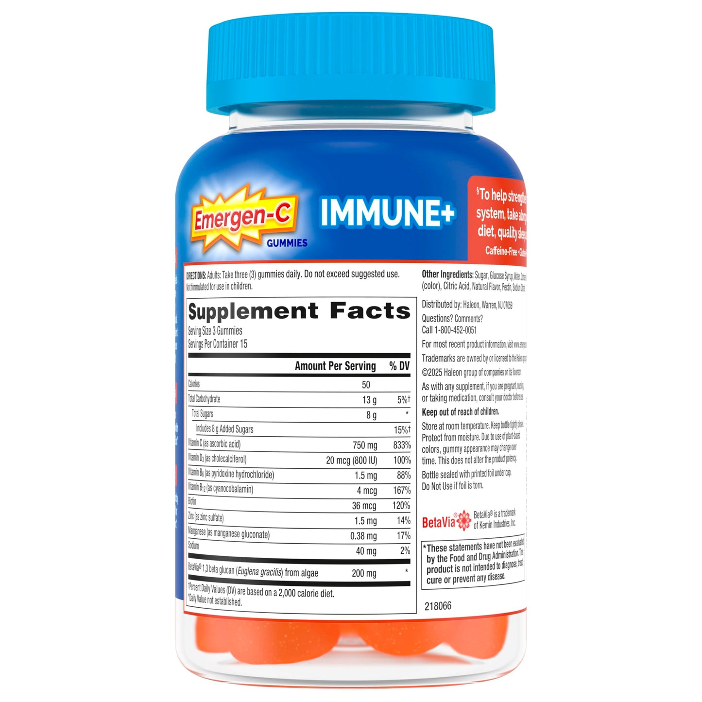Emergen-C Immune+ Triple Action Immune Support Gummies, BetaVia (R), 1000mg Vitamin C, B Vitamins, Vitamin D and Antioxidants Emergen-C