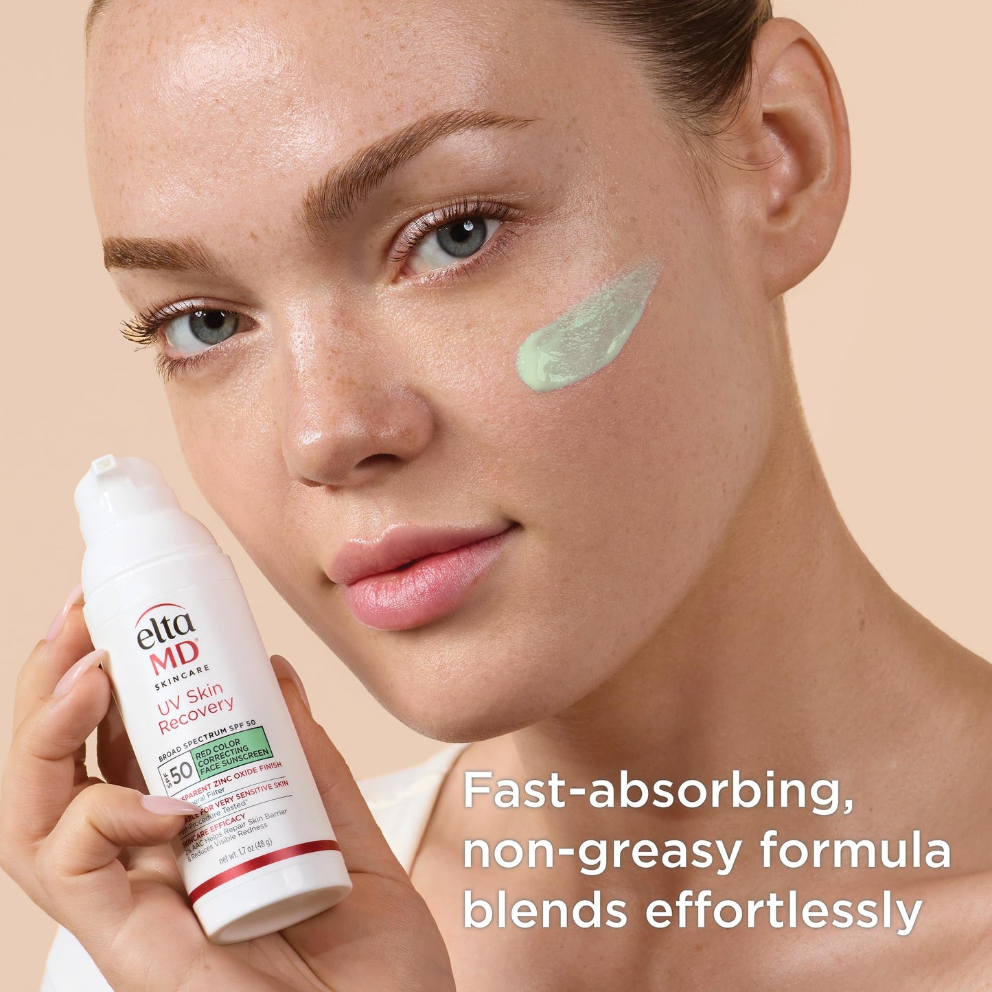 EltaMD UV Skin Recovery Green Tint 100% Mineral Sunscreen, SPF 50, Redness Correcting EltaMD