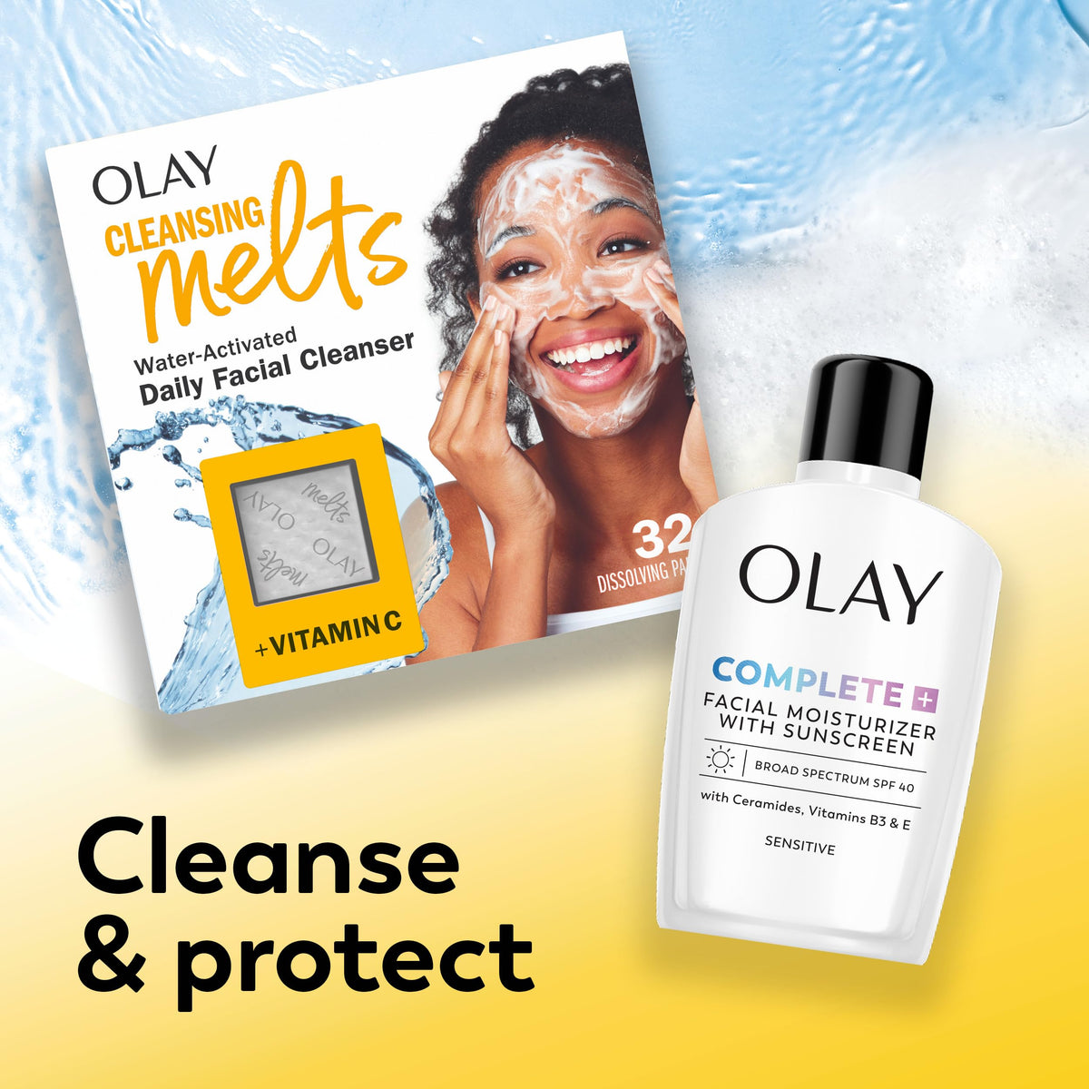 Olay Complete+ Face Moisturizer with Sunscreen SPF 40, For Sensitive Skin, Broad Spectrum Sun Protection, Fragrence-Free - No White Cast on All Tones, Nourishes Moisture Barrier - Ceramides, 6 Oz Olay