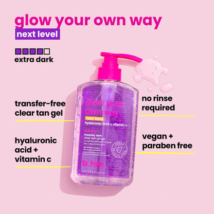 b.tan Extra Dark Clear Self Tanning Gel - Glow Your Own Way Gradual Tan B.TAN