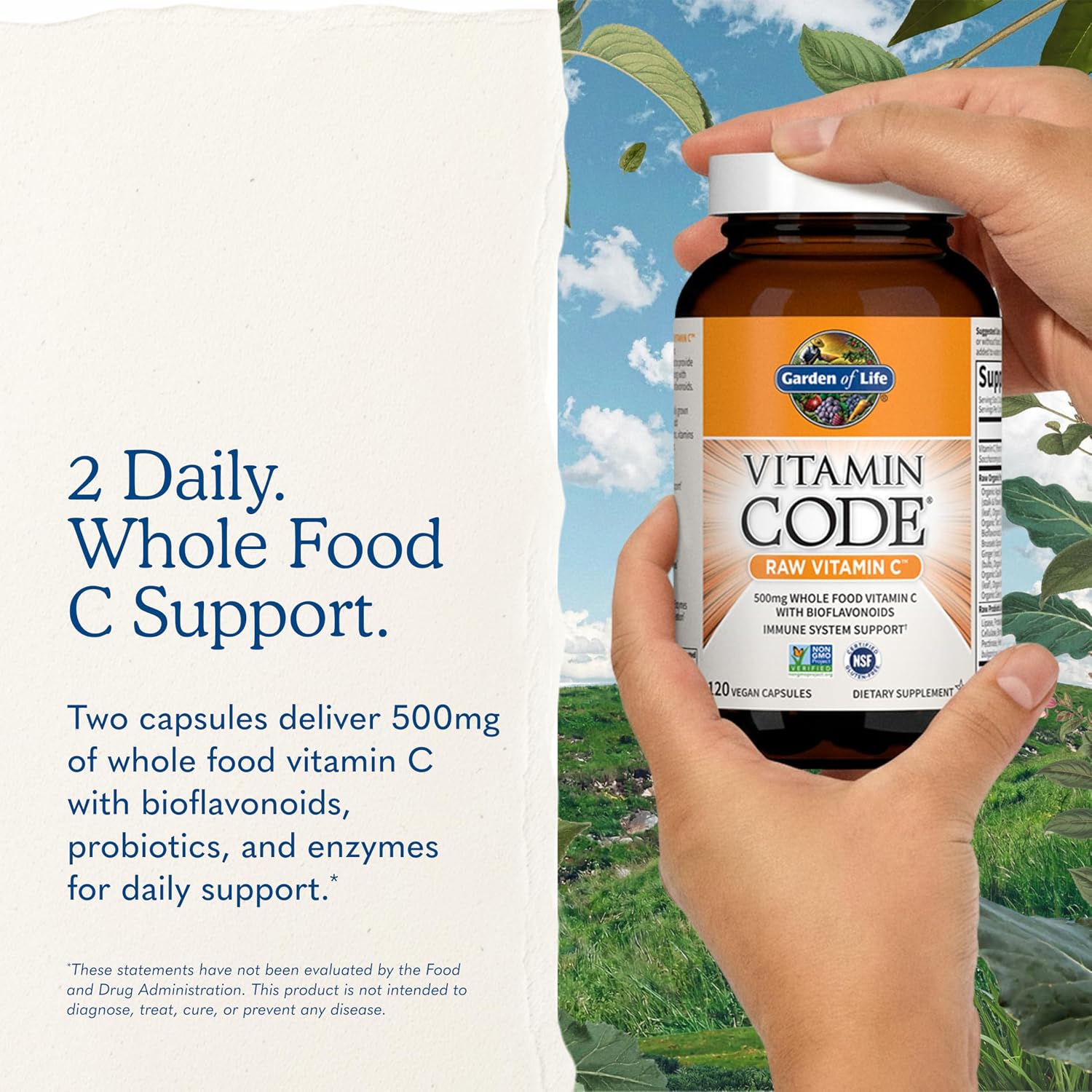 Garden of Life Vitamin Code Raw Vitamin C - 120 Capsules, 500mg Whole Food Vitamin C Capsules + Fruit & Veggie Blend & Probiotics, Supplements for Adults, Vegan, Gluten Free Gsupps Australia