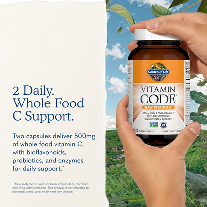 Garden of Life Vitamin Code Raw Vitamin C - 120 Capsules, 500mg Whole Food Vitamin C Capsules + Fruit & Veggie Blend & Probiotics, Supplements for Adults, Vegan, Gluten Free Gsupps Australia