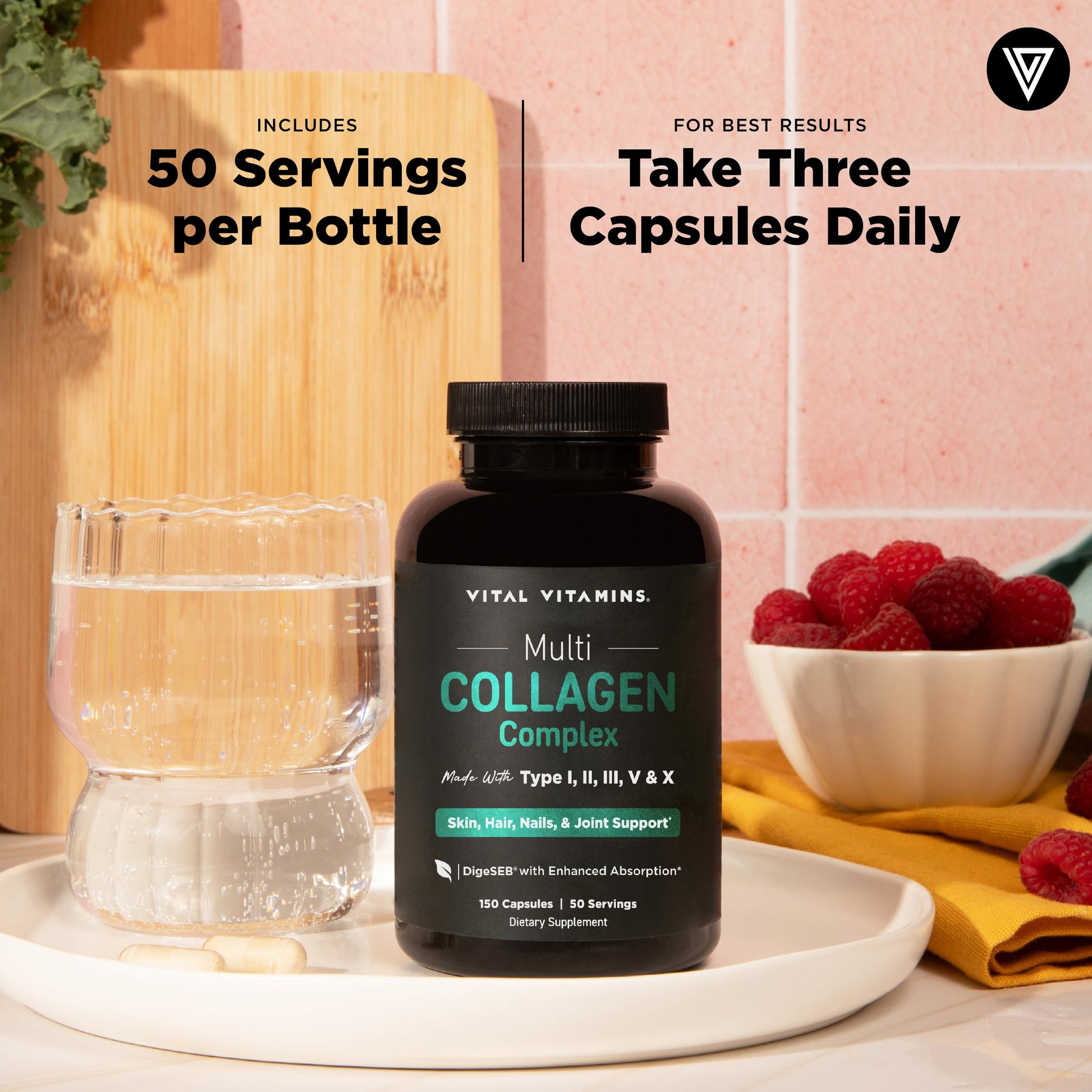 Vital Vitamins Multi Collagen Peptides Complex for Women & Men, 150 Pills | Supports Skin, Hair & Nails, 5 Collagen Types I II III V & X, Grass-Fed Non-GMO Collagen Supplements Gsupps Australia