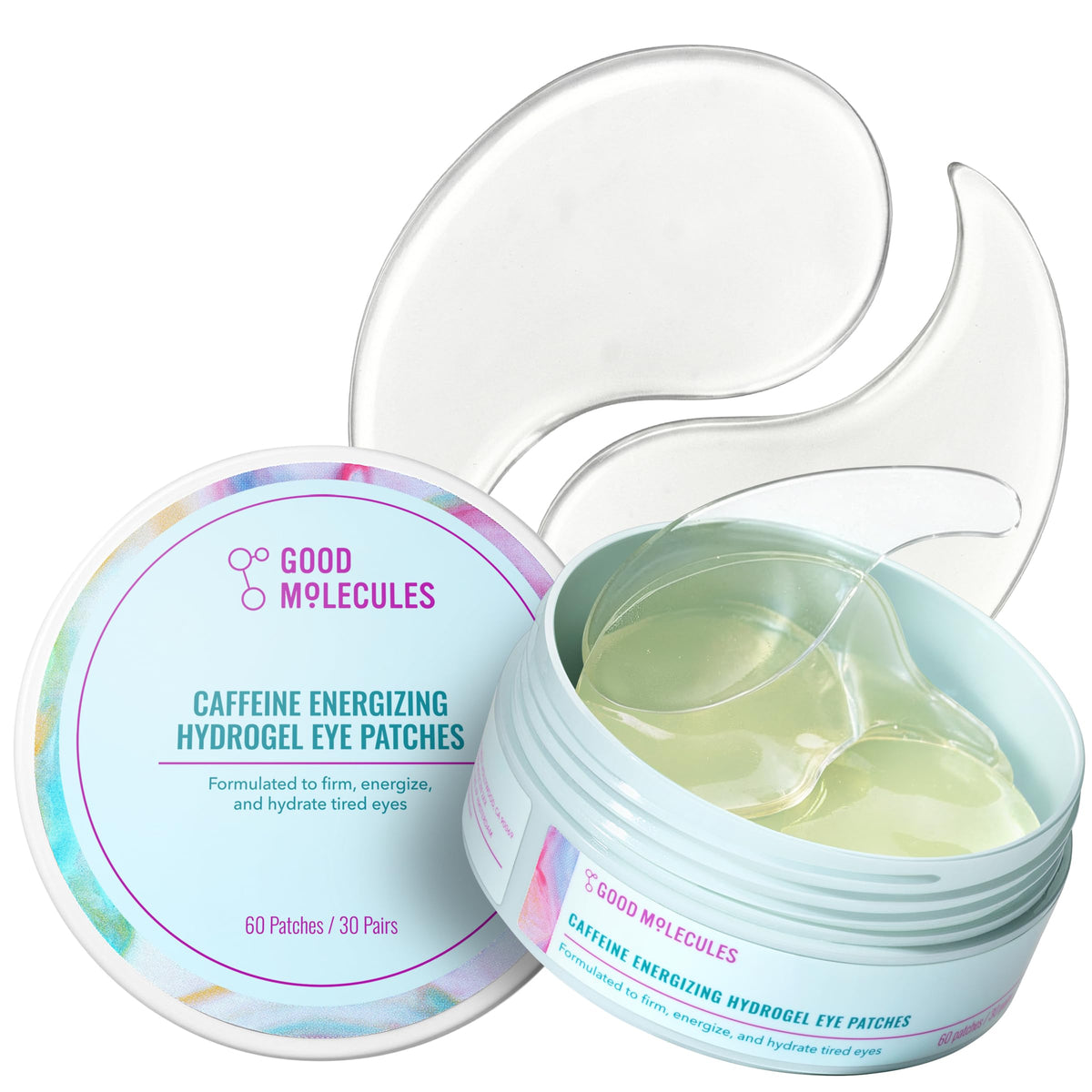 Good Molecules Caffeine Energizing Hydrogel Eye Patches - Eye Mask with Hyaluronic Acid Hydrate and Reduce Puffiness - Pack of 30, Skincare for Face Good Molecules