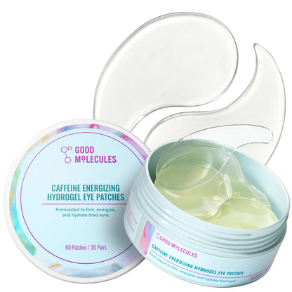 Good Molecules Caffeine Energizing Hydrogel Eye Patches - Eye Mask with Hyaluronic Acid Hydrate and Reduce Puffiness - Pack of 30, Skincare for Face Good Molecules