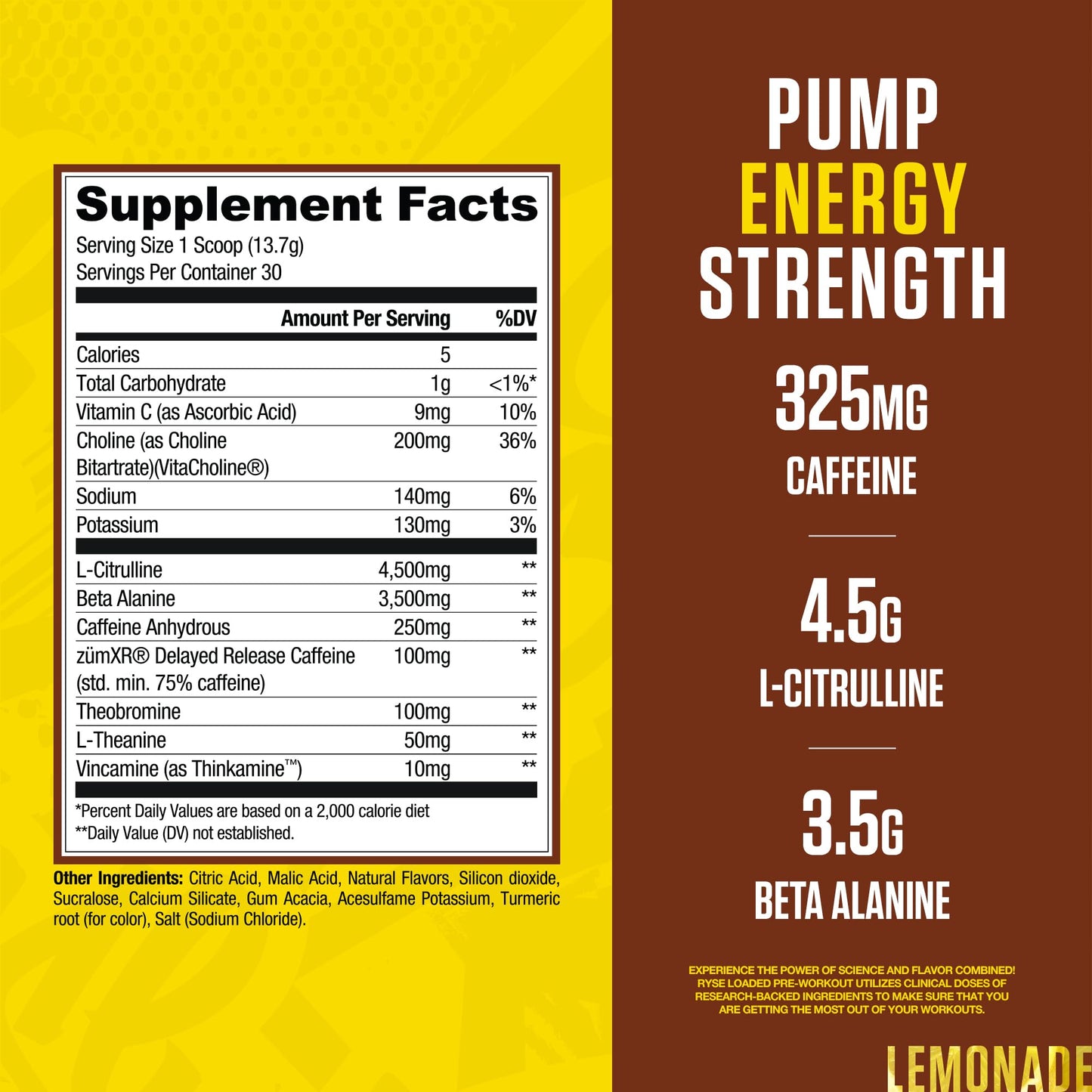 RYSE Loaded Pre Workout Powder - Strawberry Squeeze - Daily Pre-Workout for Men & Women with 390mg Caffeine, Beta Alanine, and Citrulline for Pump, Focus, and Energy - 30 Servings