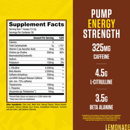 RYSE Loaded Pre Workout Powder - Strawberry Squeeze - Daily Pre-Workout for Men & Women with 390mg Caffeine, Beta Alanine, and Citrulline for Pump, Focus, and Energy - 30 Servings